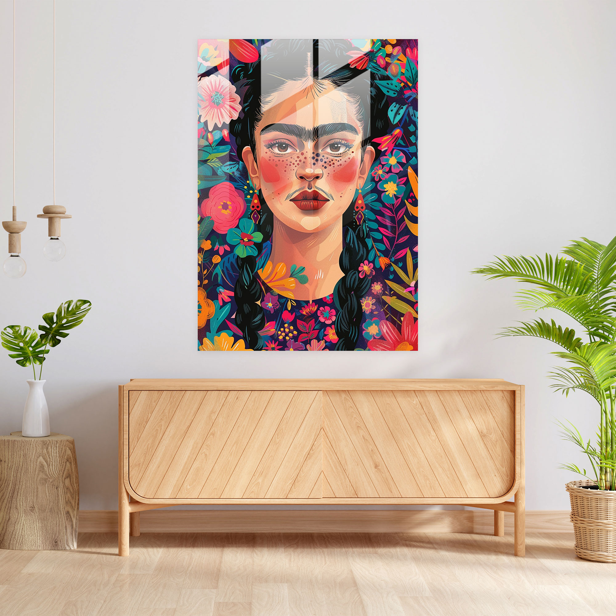 Frida Kahlo Tarzı Cam Tablo - Frida Kahlo Eserleri Modern Sanat Cam Sanatı