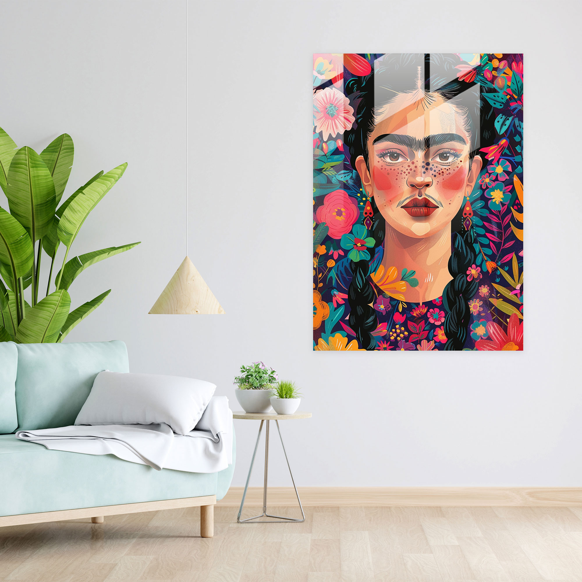 Frida Kahlo Tarzı Cam Tablo - Frida Kahlo Eserleri Modern Sanat Cam Sanatı