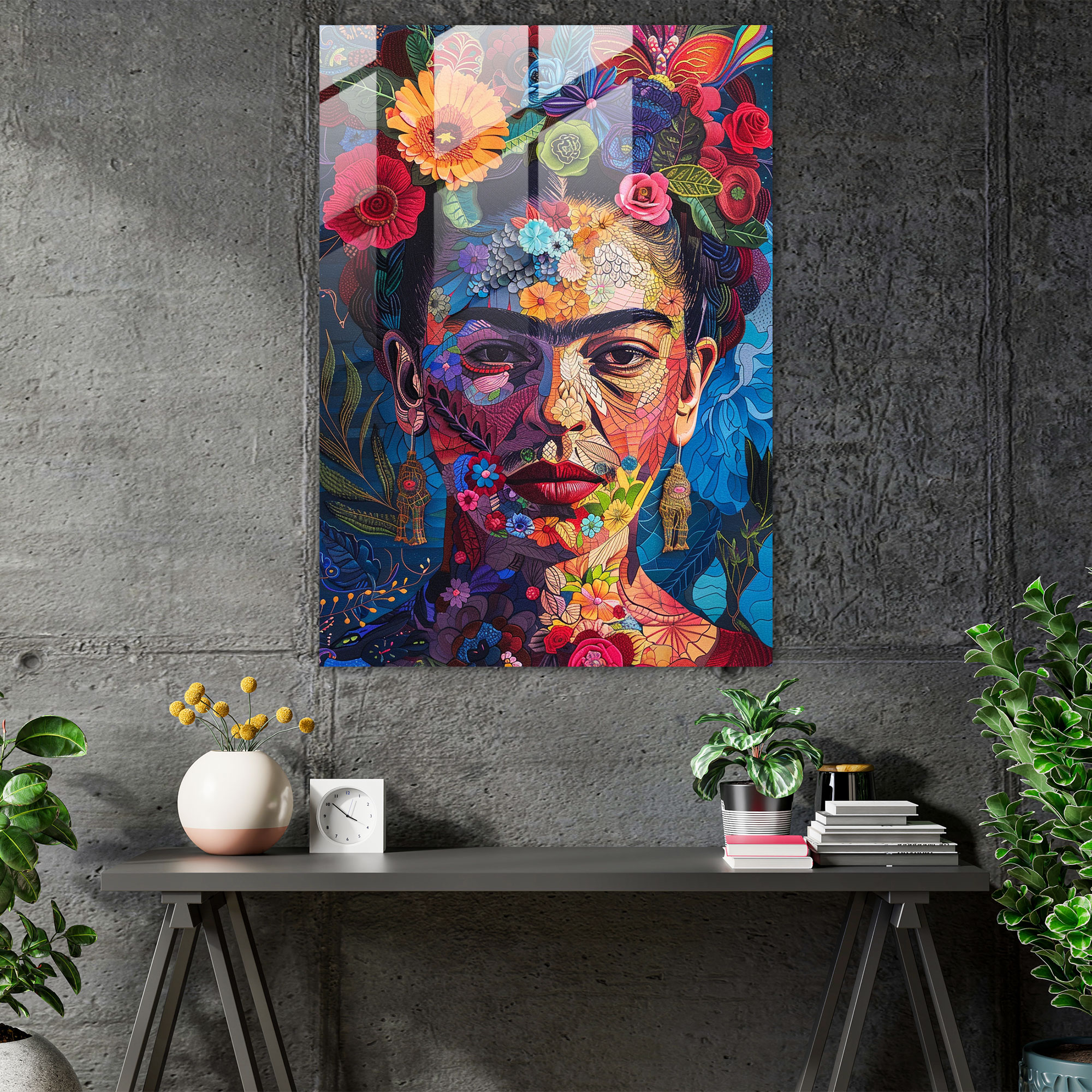Frida Kahlo Tarzı Cam Duvar Sanatı - Frida Kahlo Eserleri Ev Dekorasyonu Modern Sanat