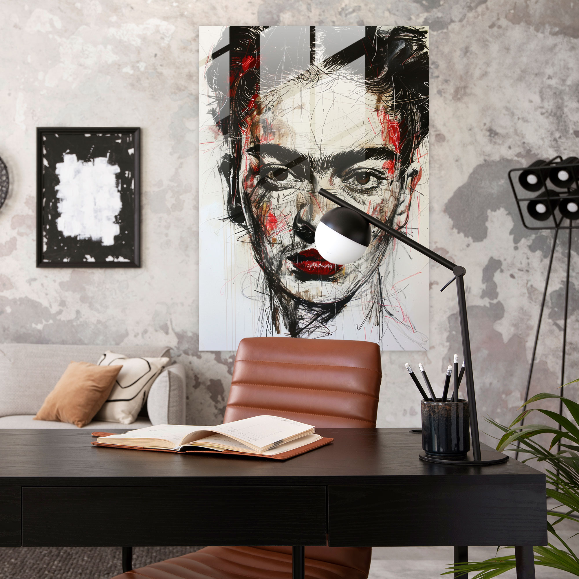 Frida Kahlo Tarzı Modern Sanat - Frida Kahlo Eserleri Cam Tablo Sanatı Cesur Özçekim Modern Sanat