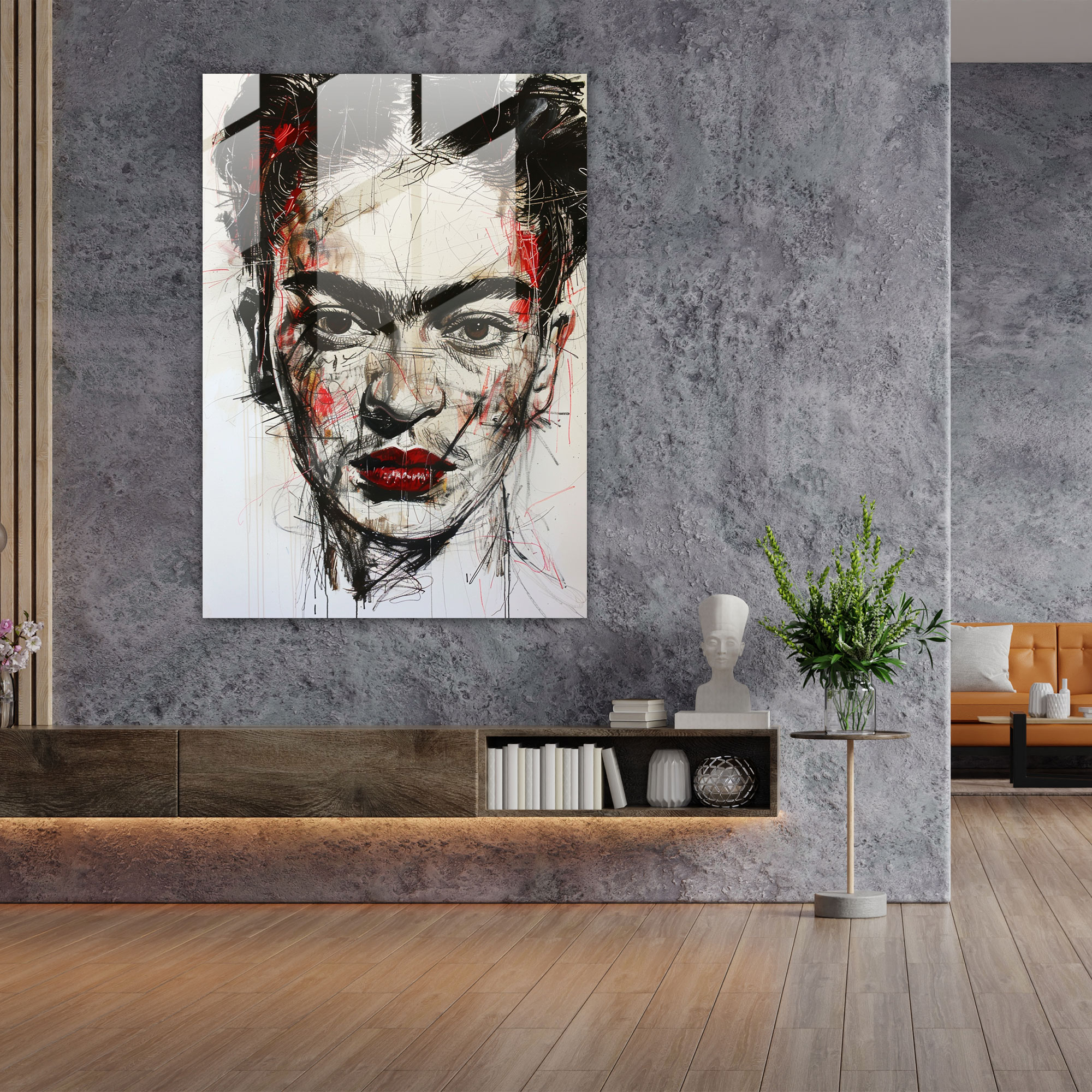 Frida Kahlo Tarzı Modern Sanat - Frida Kahlo Eserleri Cam Tablo Sanatı Cesur Özçekim Modern Sanat