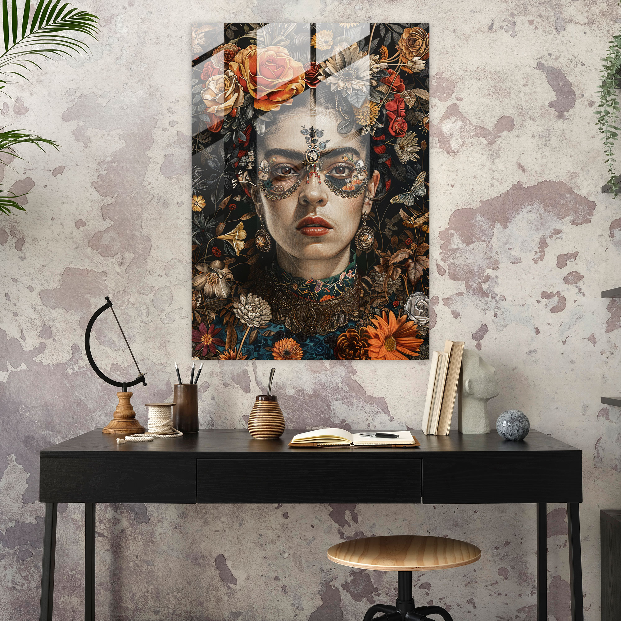 Frida Kahlo Stil Wanddekoration - Frida Kahlo Kunstwerke Wanddekoration Glasbild art