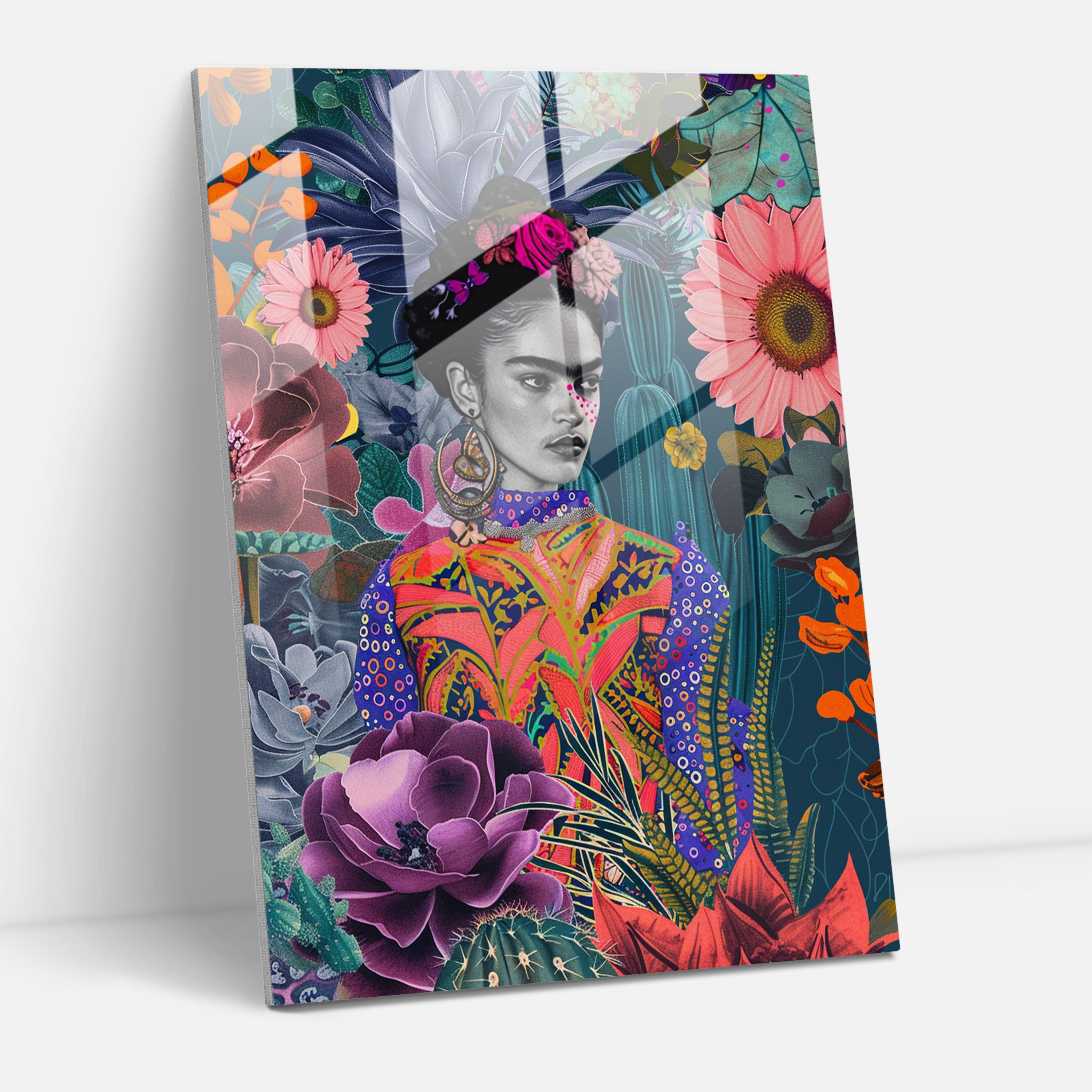 Frida Kahlo Tarzı Cam Duvar Sanatı - Frida Kahlo Eserleri Modern Sanat Cam Duvar Sanatı