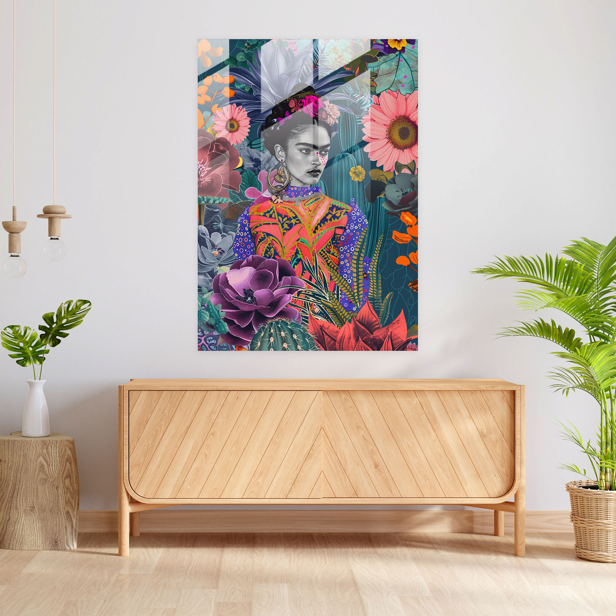 Frida Kahlo Tarzı Cam Duvar Sanatı - Frida Kahlo Eserleri Modern Sanat Cam Duvar Sanatı