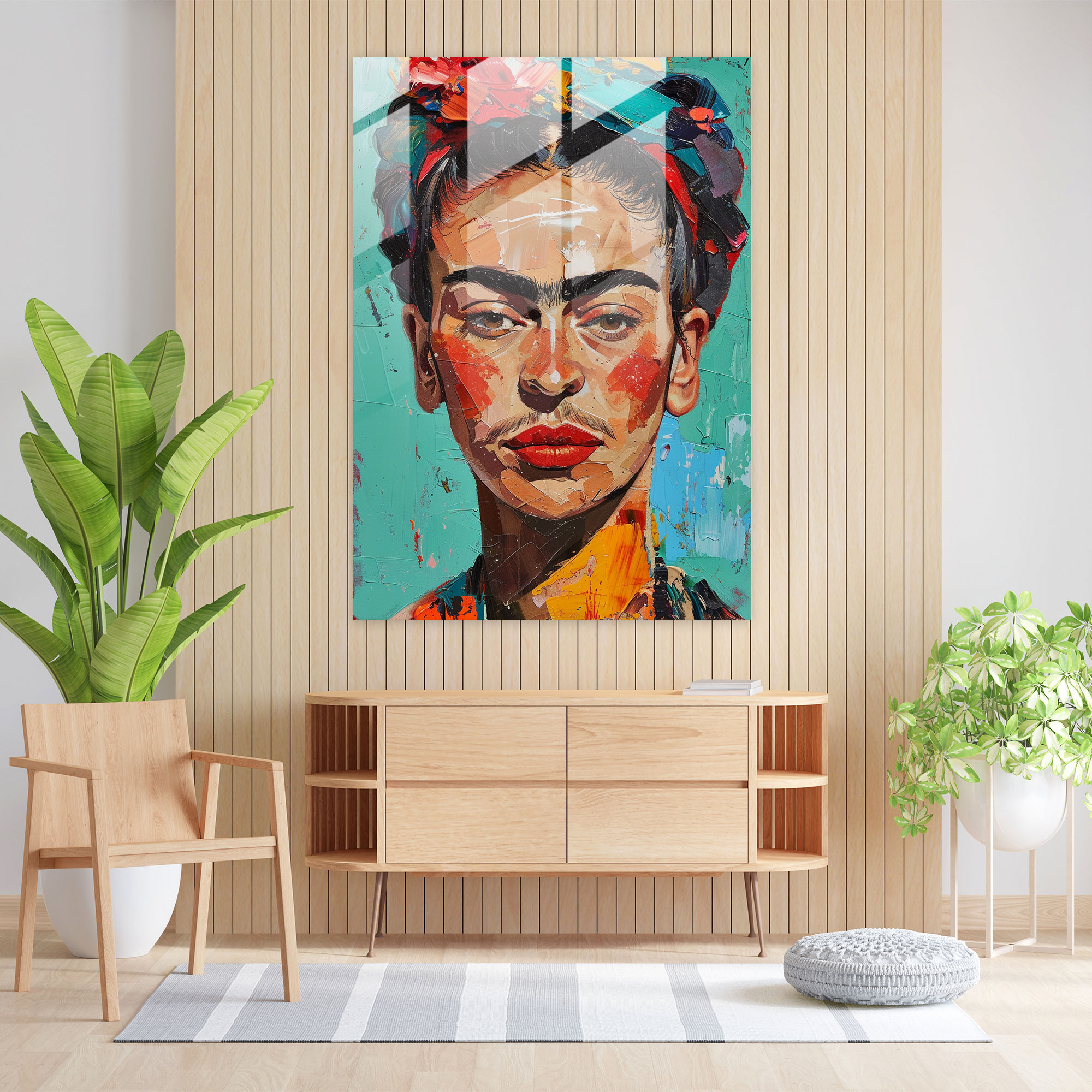 Wanddekoration im Stil von Frida Kahlo - Frida Kahlo Kunstwerke Wanddekoration moderne Kunst Glasbild