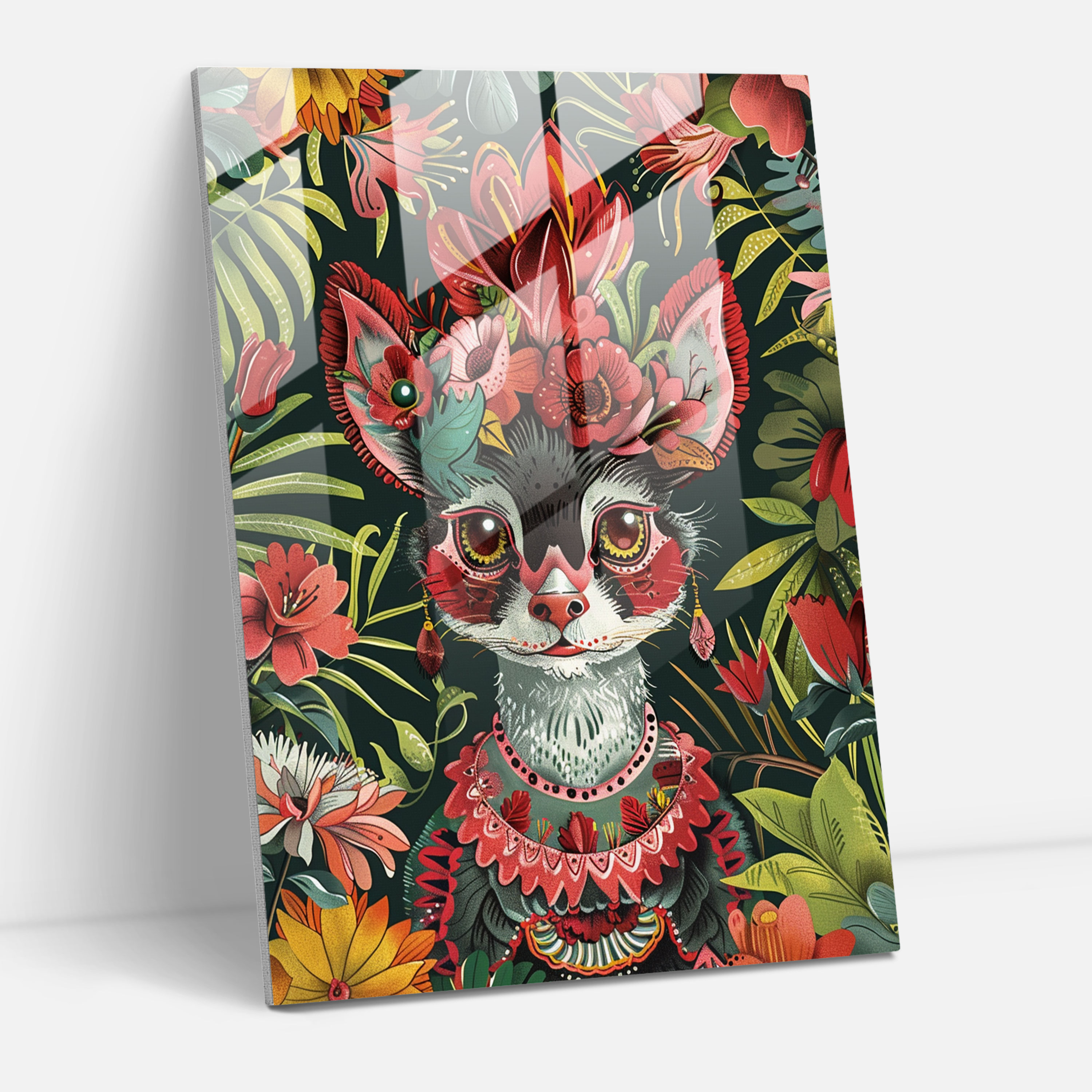 Moderne Kunst im Stil von Frida Kahlo - Frida Kahlo Werke Glasbild moderne Kunst Wanddekoration