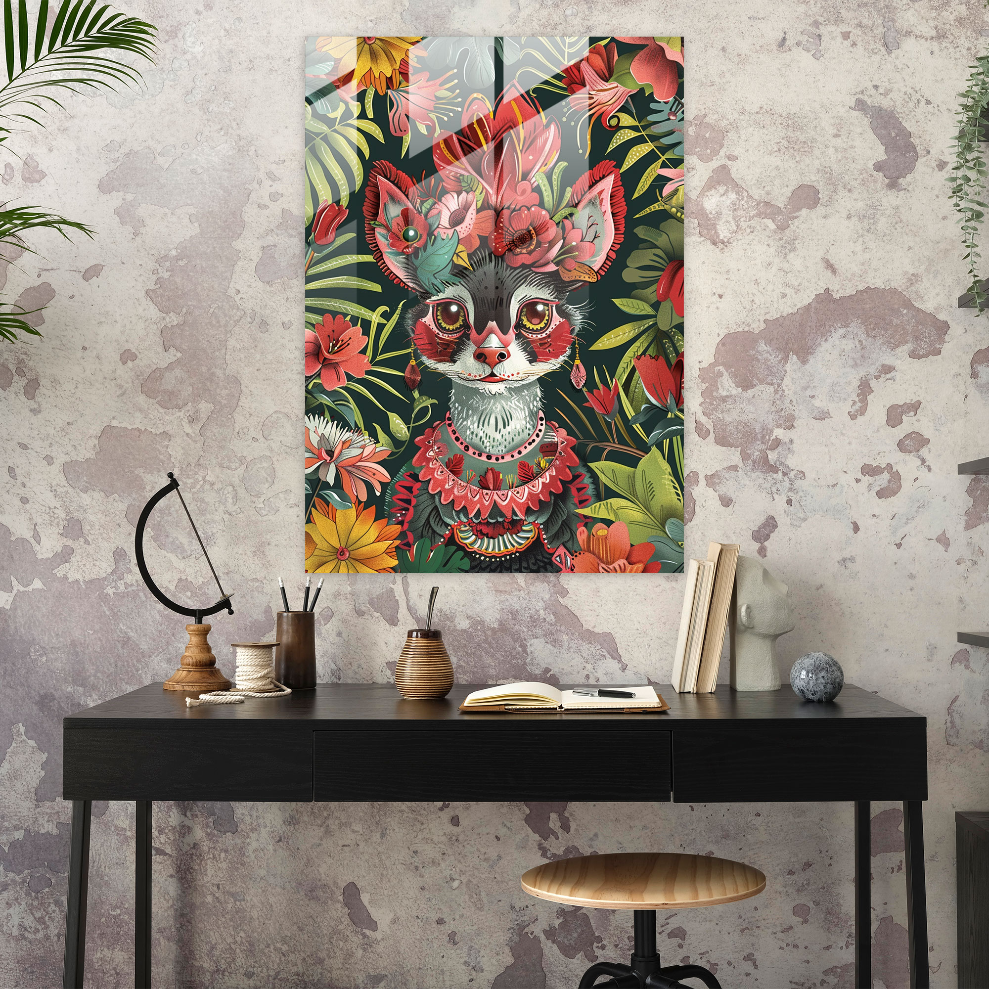 Moderne Kunst im Stil von Frida Kahlo - Frida Kahlo Werke Glasbild moderne Kunst Wanddekoration