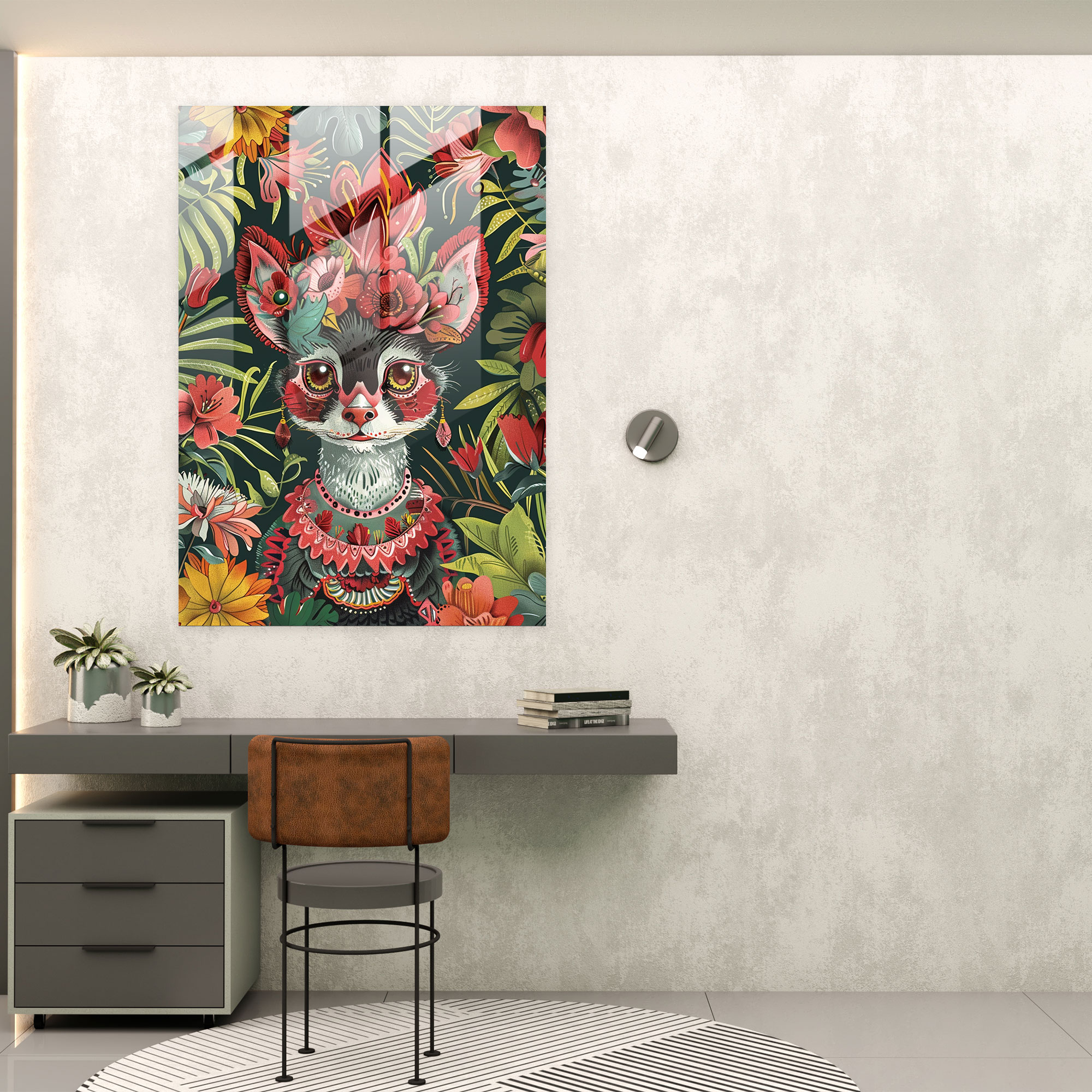 Moderne Kunst im Stil von Frida Kahlo - Frida Kahlo Werke Glasbild moderne Kunst Wanddekoration