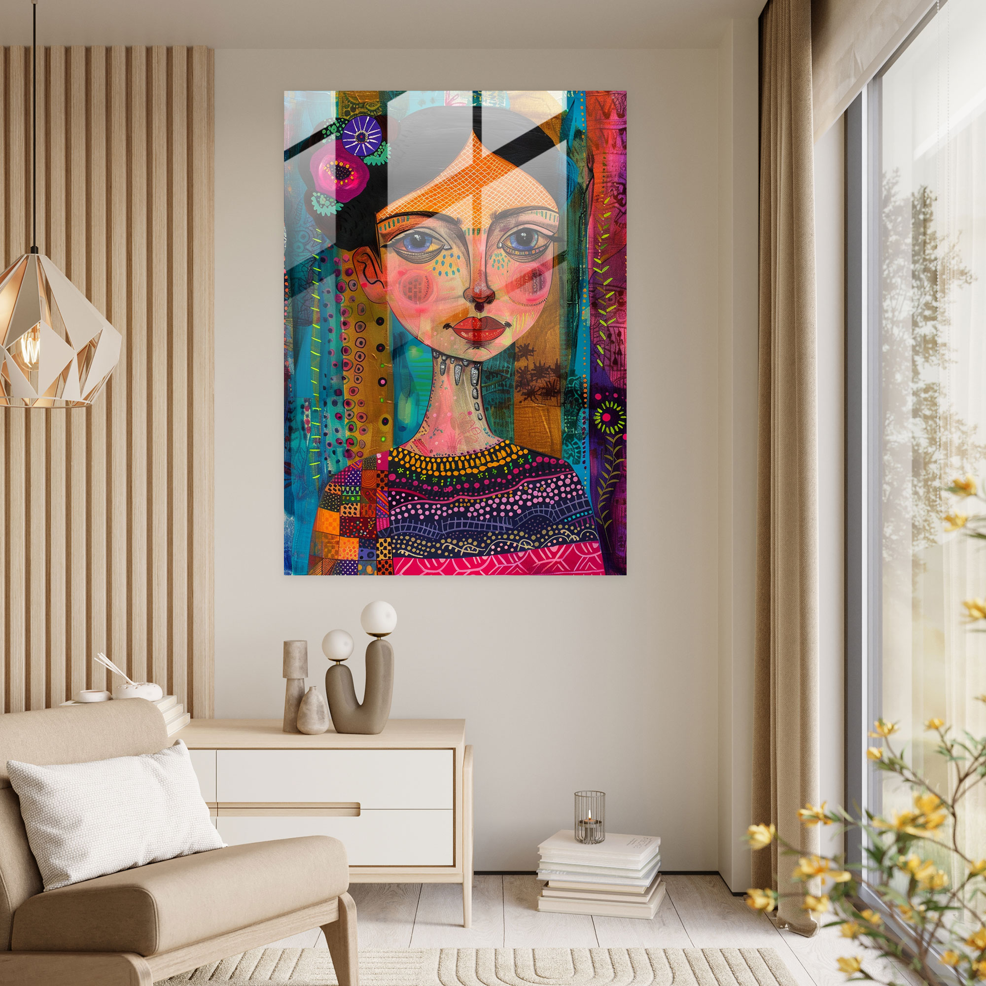 Frida Kahlo Stil Wanddekoration - Frida Kahlo Kunstwerke moderne Kunst Wanddekoration Glasbild