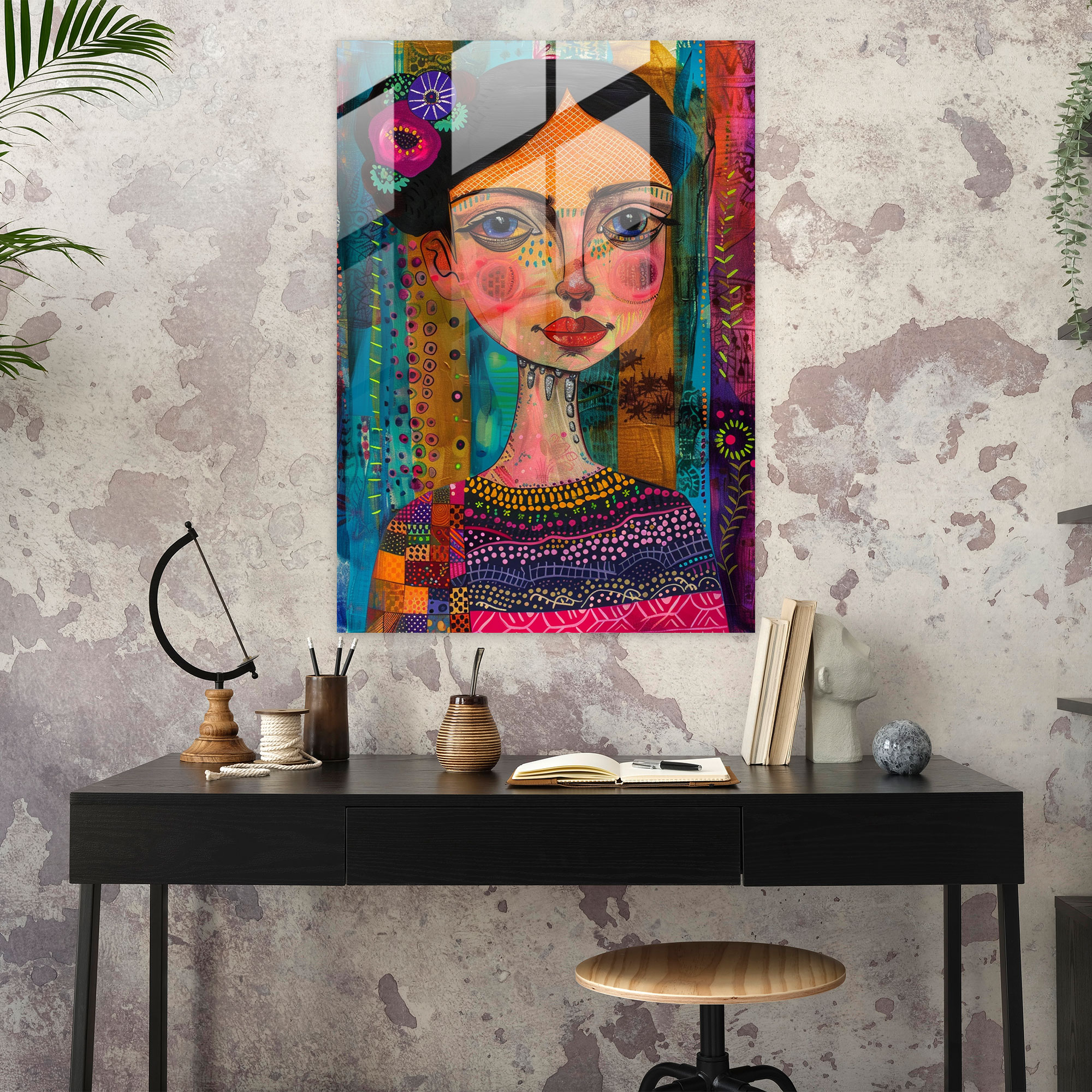 Frida Kahlo Stil Wanddekoration - Frida Kahlo Kunstwerke moderne Kunst Wanddekoration Glasbild