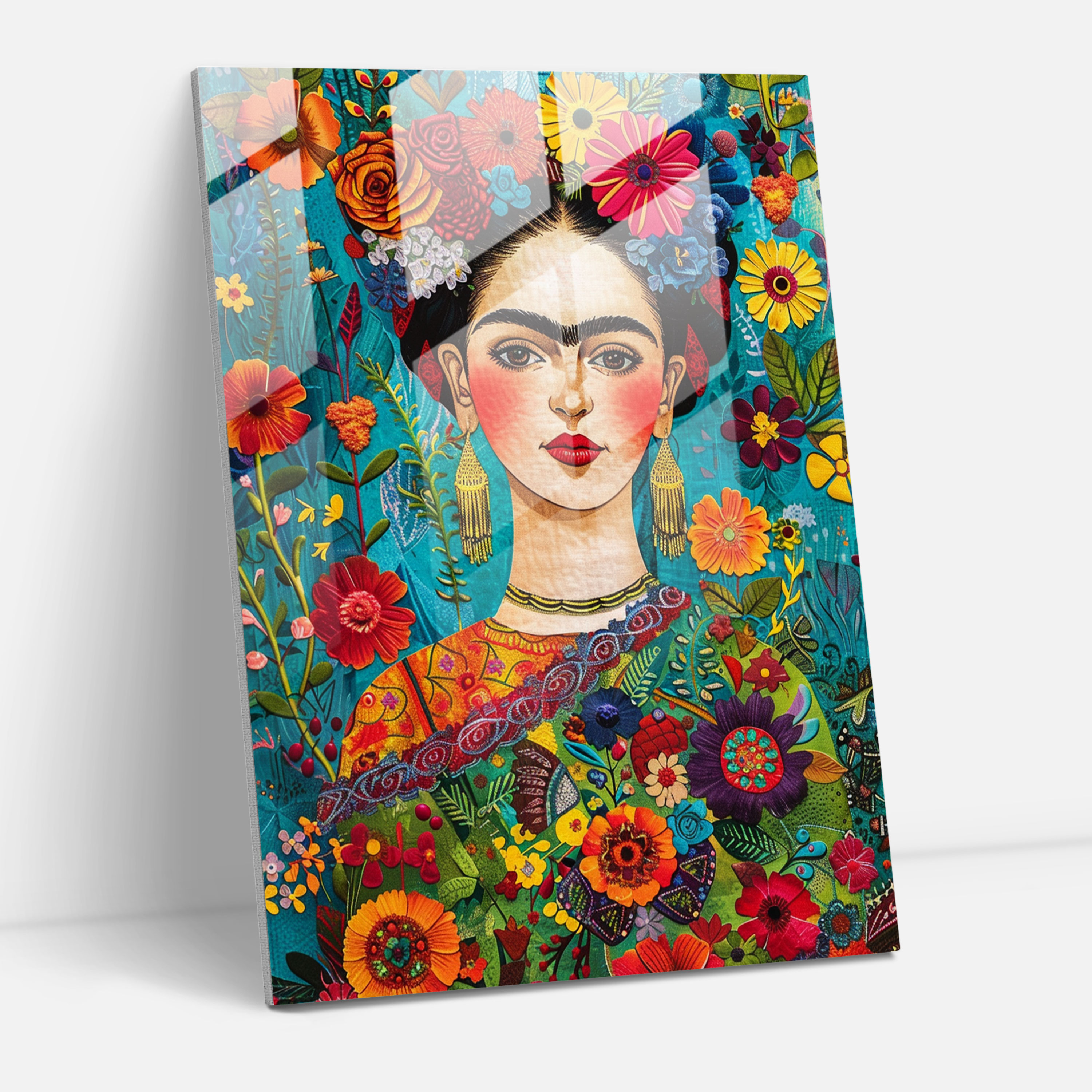 Frida Kahlo Tarzı Cam Tablo - Frida Kahlo Eserleri Modern Sanat Cam Sanatı