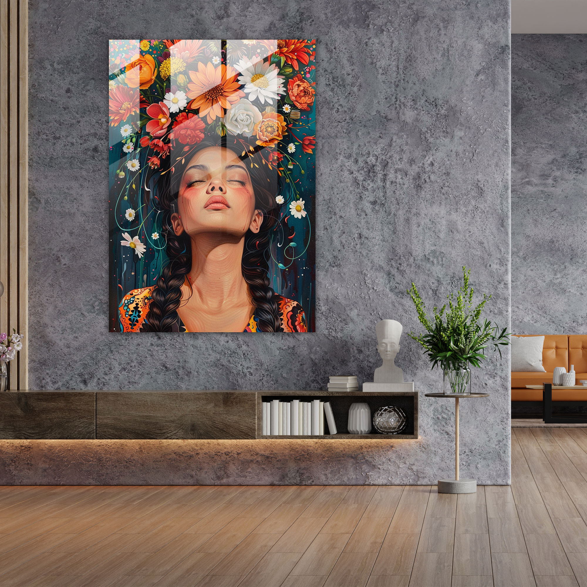 Frida Kahlo Stilinde Cam Tablo Sanatı - Frida Kahlo Eserleri Büyülü Gerçeklik Cam Tablo Sanatı