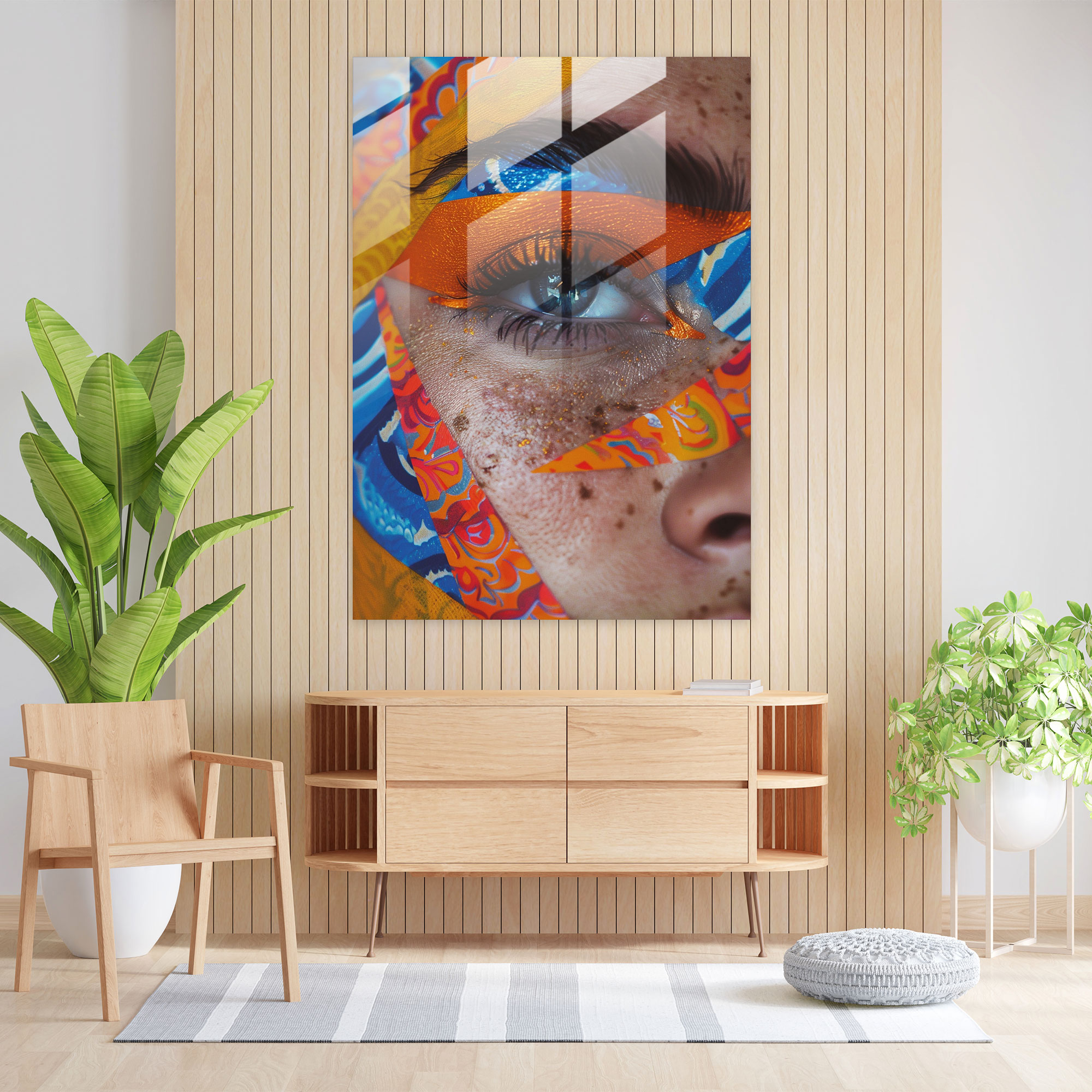 Frida Kahlo Style Glasbild - Frida Kahlo Eserleri Home Decoration Lebendige Muster