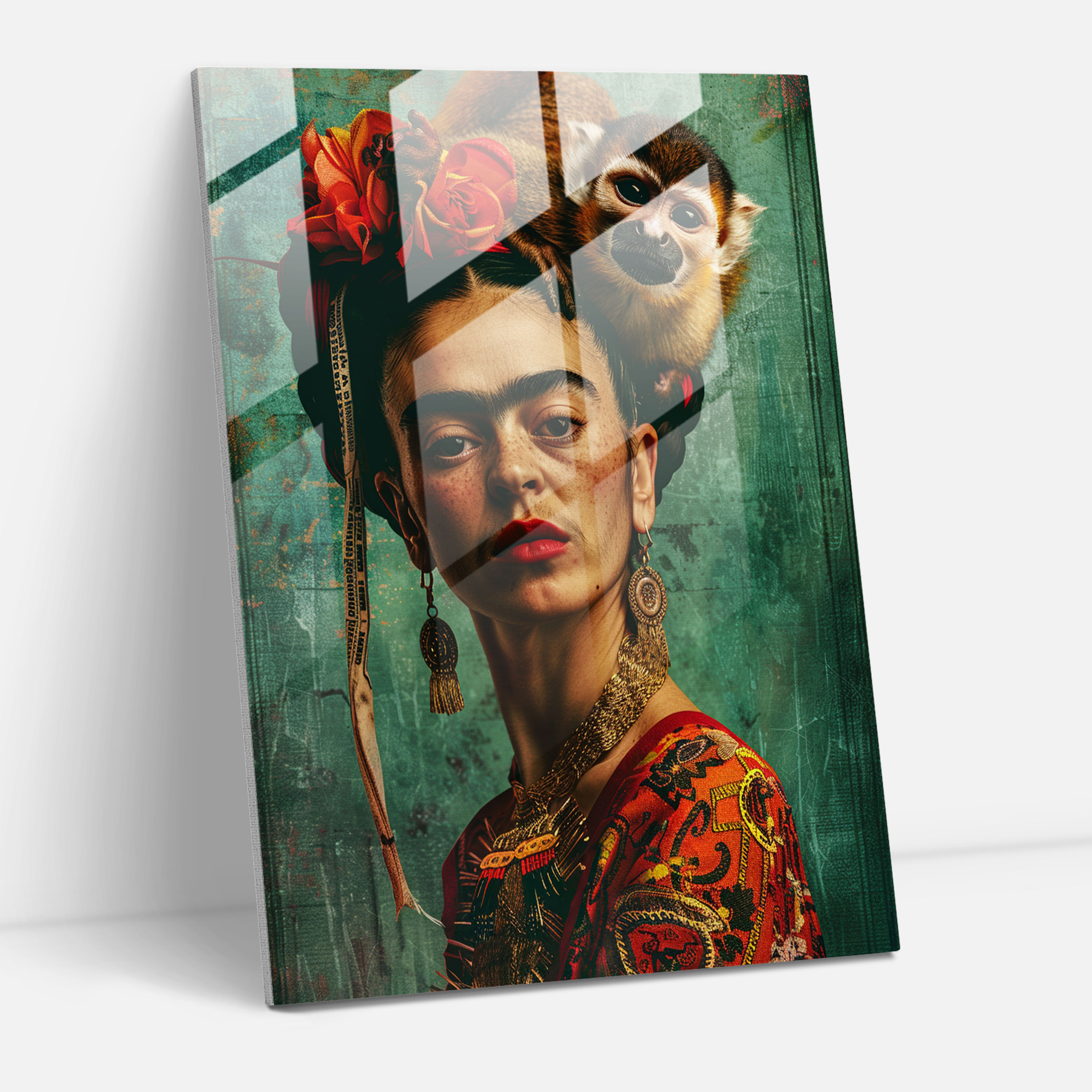 Frida Kahlo Tarzı Cam Duvar Sanatı - Frida Kahlo Eserleri Duvar Dekorasyonu Cam Duvar Sanatı