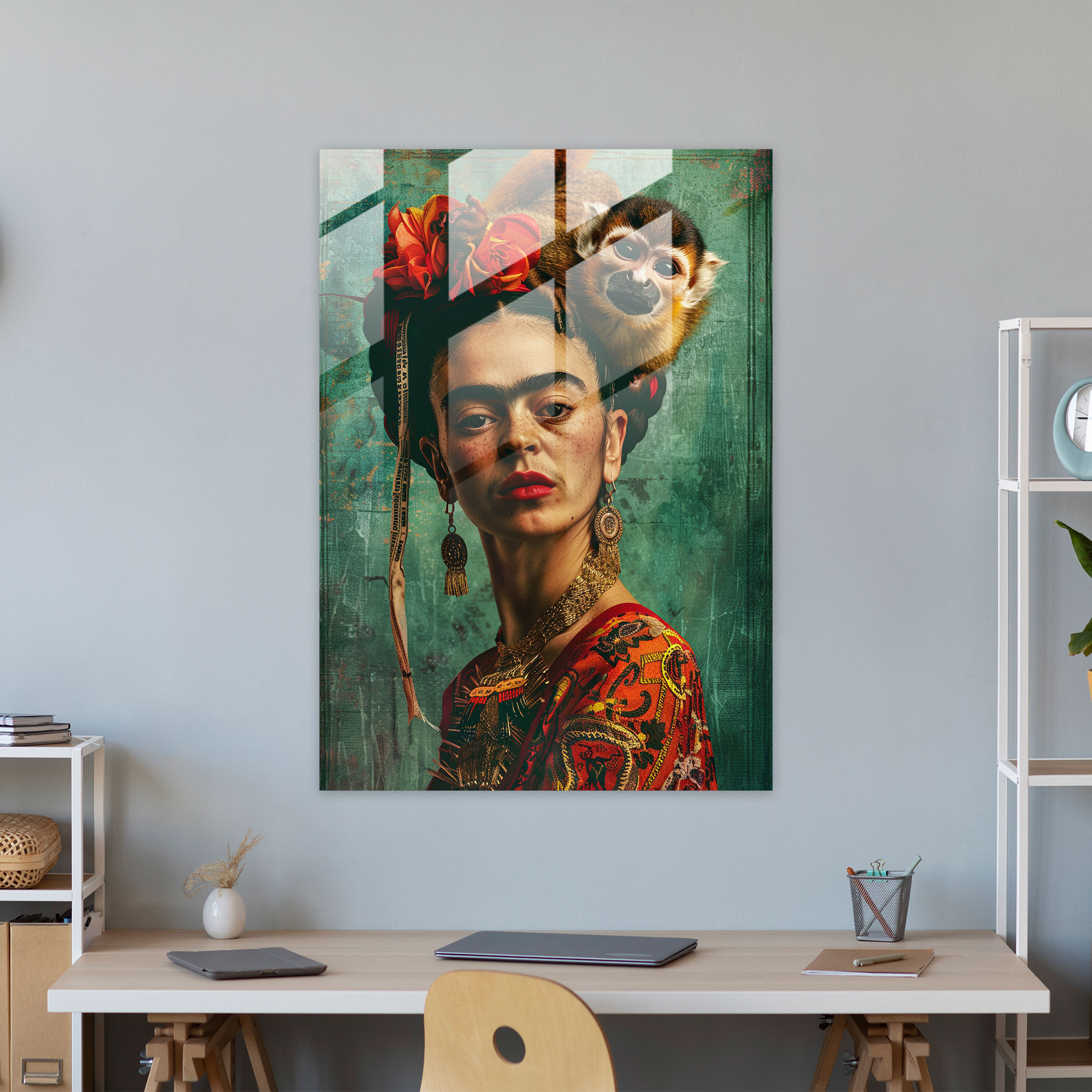 Frida Kahlo Tarzı Cam Duvar Sanatı - Frida Kahlo Eserleri Duvar Dekorasyonu Cam Duvar Sanatı
