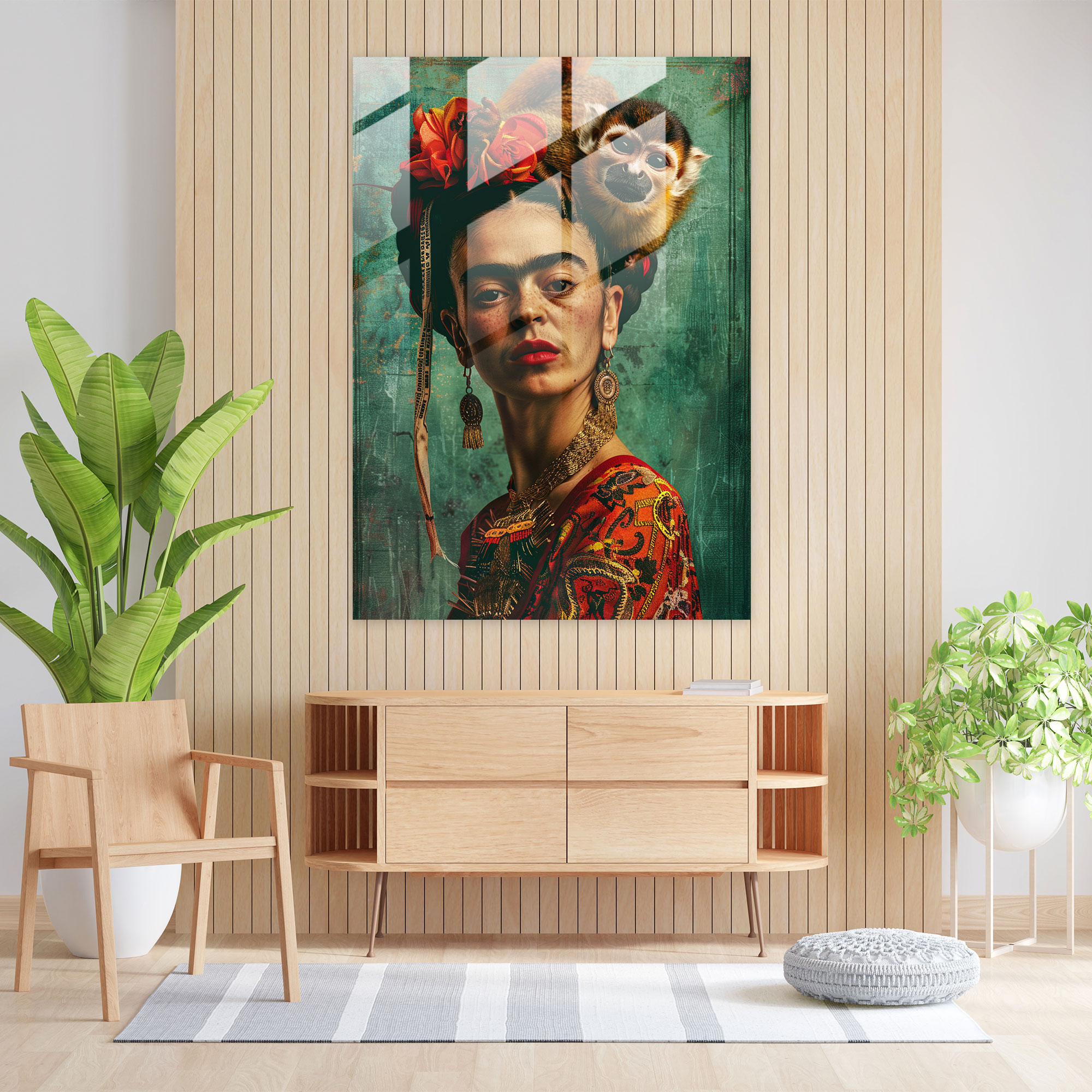 Frida Kahlo Tarzı Cam Duvar Sanatı - Frida Kahlo Eserleri Duvar Dekorasyonu Cam Duvar Sanatı