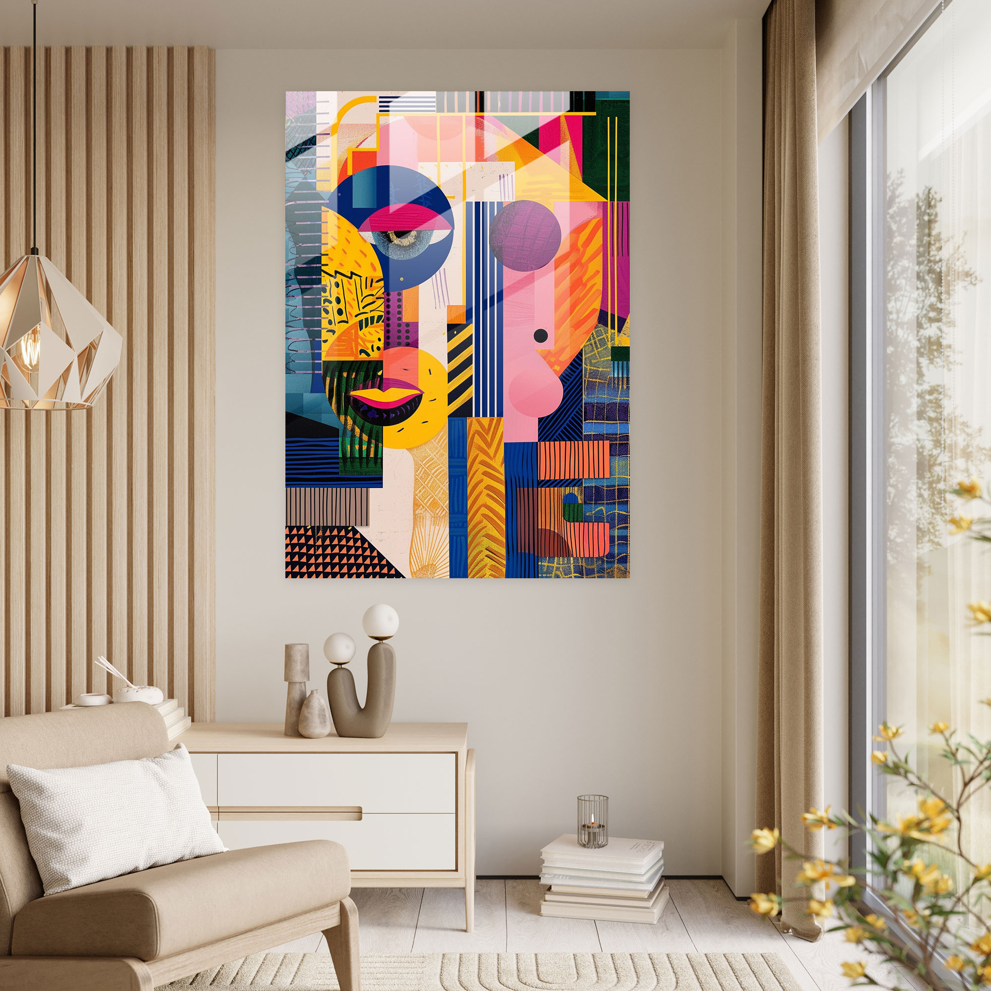 Frida Kahlo Tarzı Modern Sanat Cam Tablo - Frida Kahlo Eserleri Duvar Dekoru Modern Sanat