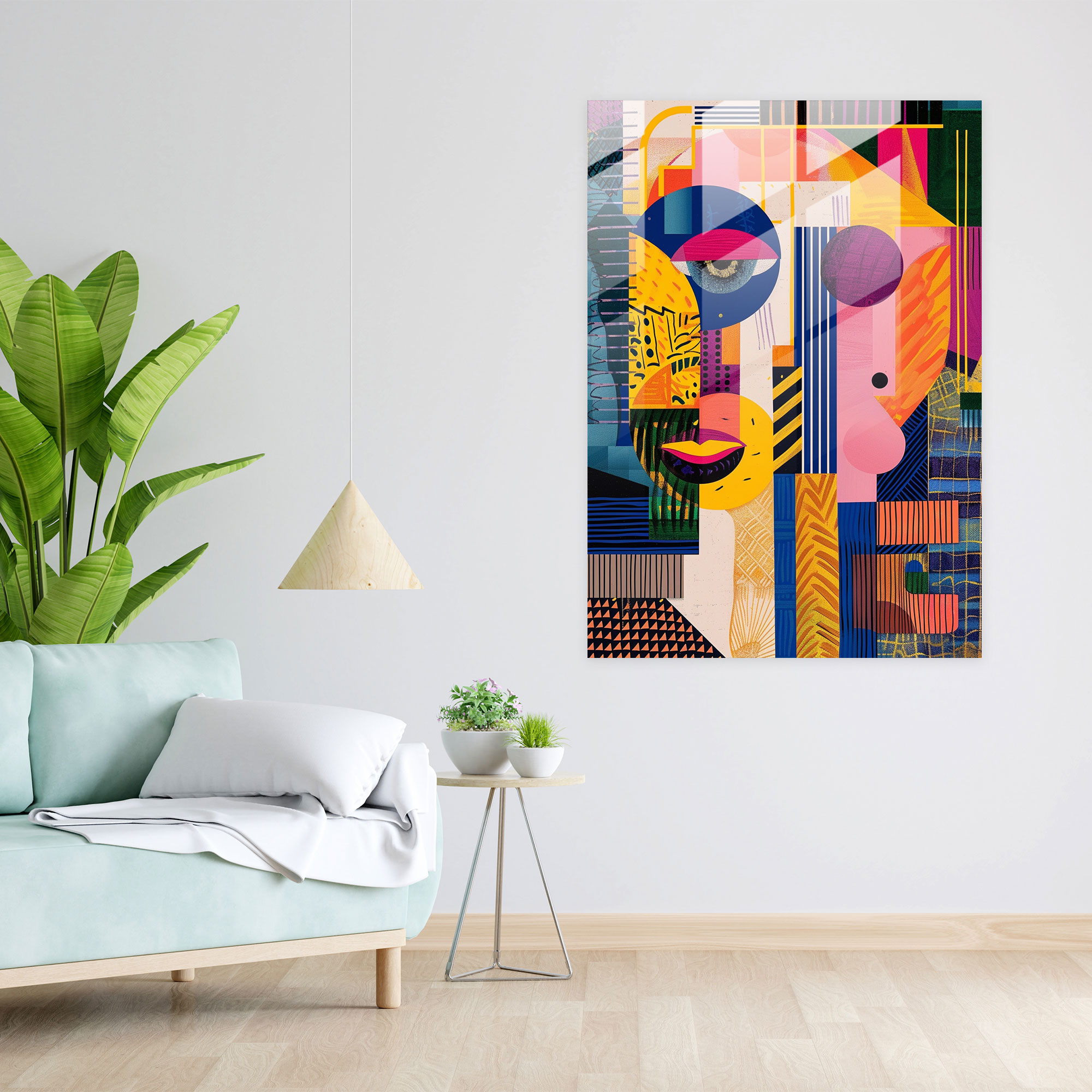 Frida Kahlo Tarzı Modern Sanat Cam Tablo - Frida Kahlo Eserleri Duvar Dekoru Modern Sanat