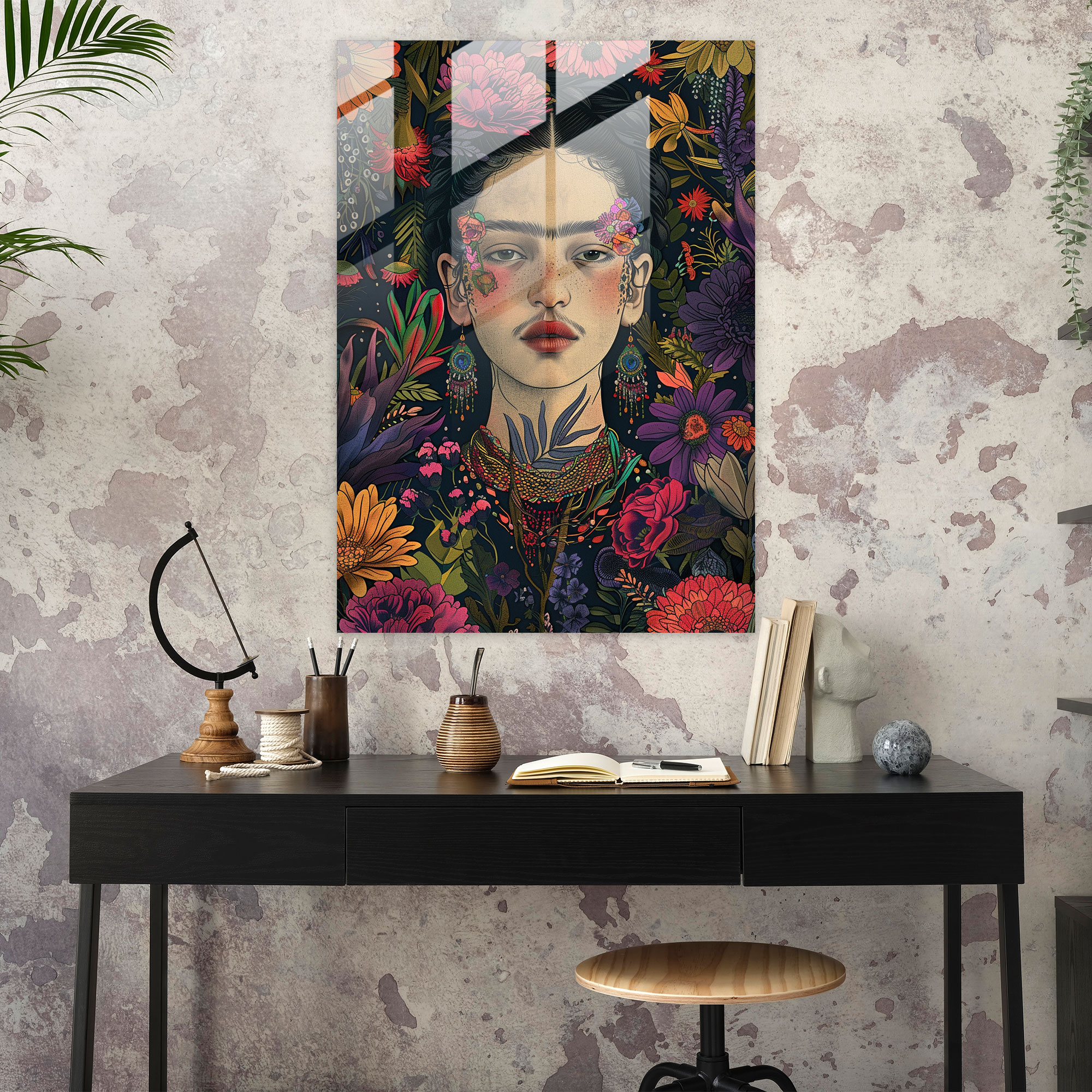 Frida Kahlo Tarzı Cam Duvar Sanatı - Frida Kahlo Eserleri Cam Sanatı Frida Kahlo Tarzı Duvar Sanatı
