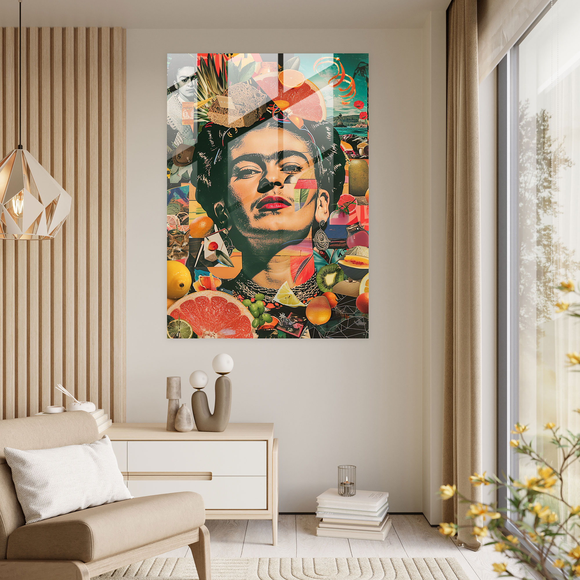 Frida Kahlo Tarzı Cam Tablo - Frida Kahlo Eserleri Modern Sanat