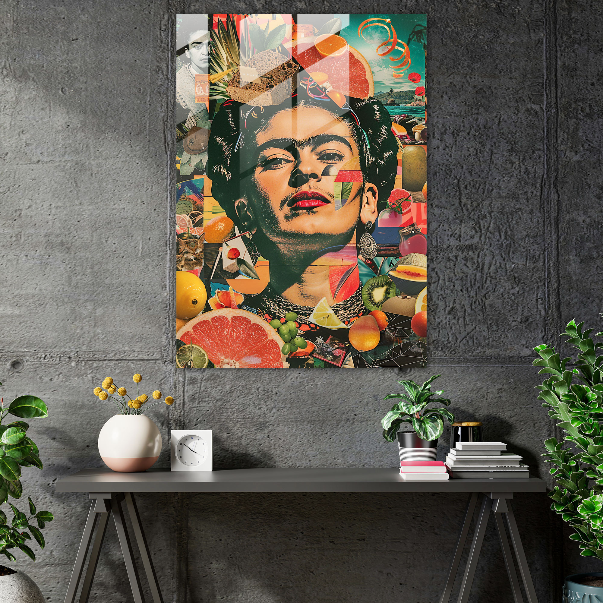 Frida Kahlo Tarzı Cam Tablo - Frida Kahlo Eserleri Modern Sanat