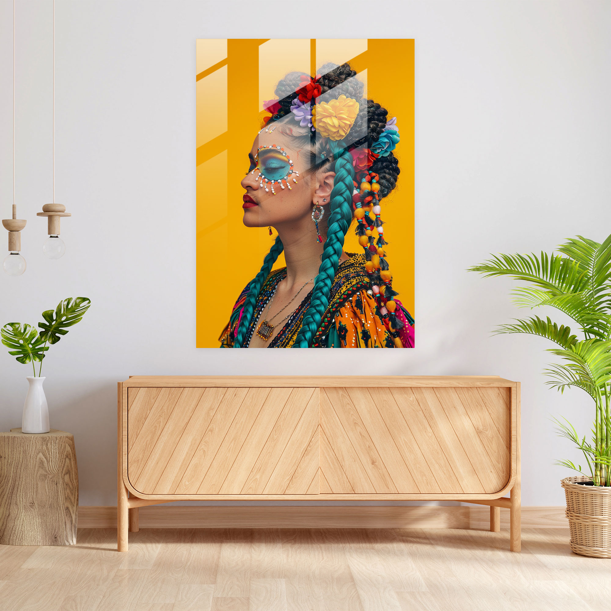 Frida Kahlo Tarzı Cam Duvar Sanatı - Ev Dekorasyonu İçin Frida Kahlo Eserleri Modern Sanat Cam Duvar Sanatı