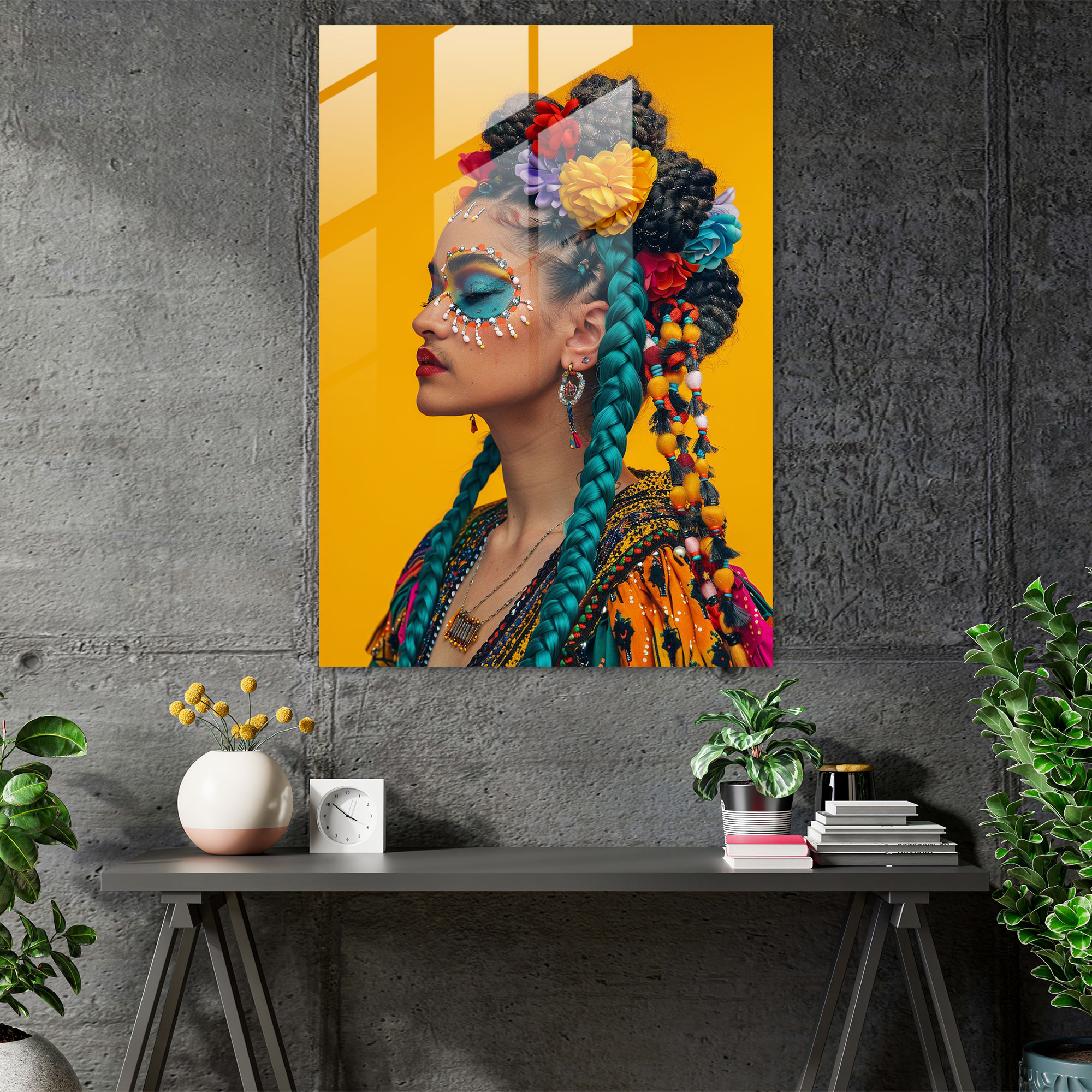 Frida Kahlo Tarzı Cam Duvar Sanatı - Ev Dekorasyonu İçin Frida Kahlo Eserleri Modern Sanat Cam Duvar Sanatı