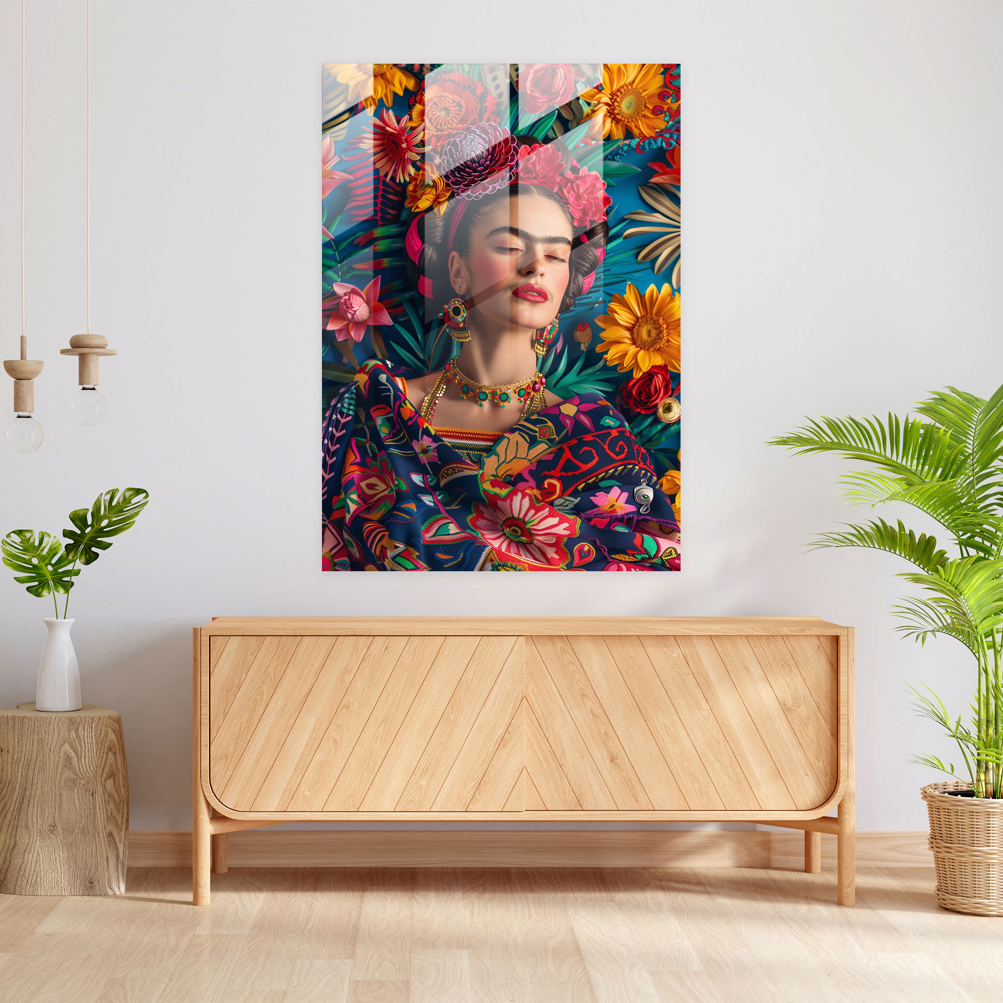 Frida Kahlo Tarzı Cam Duvar Sanatı - Frida Kahlo Eserleri Duvar Dekorasyonu Cam Sanatı Cam Duvar Sanatı
