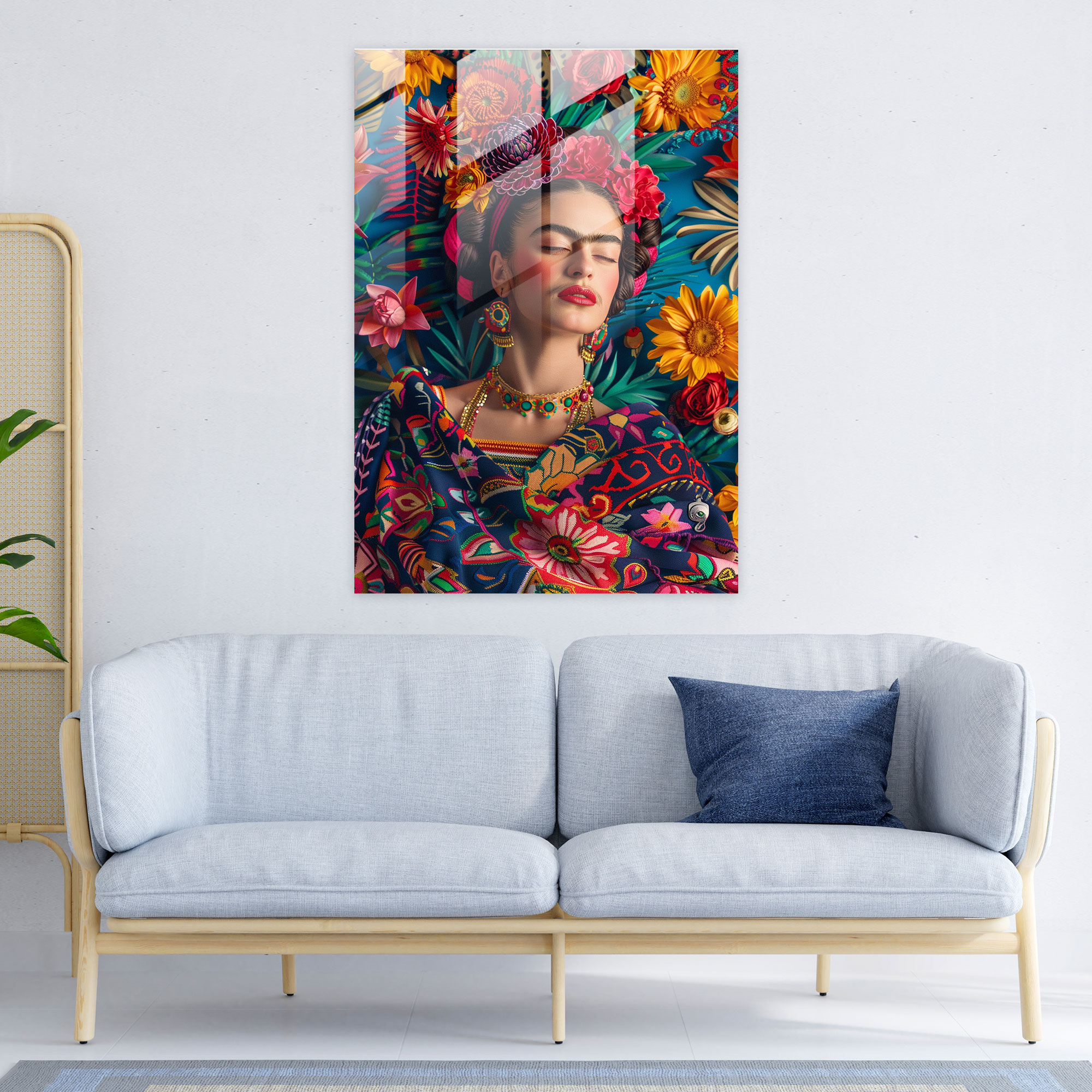 Frida Kahlo Tarzı Cam Duvar Sanatı - Frida Kahlo Eserleri Duvar Dekorasyonu Cam Sanatı Cam Duvar Sanatı