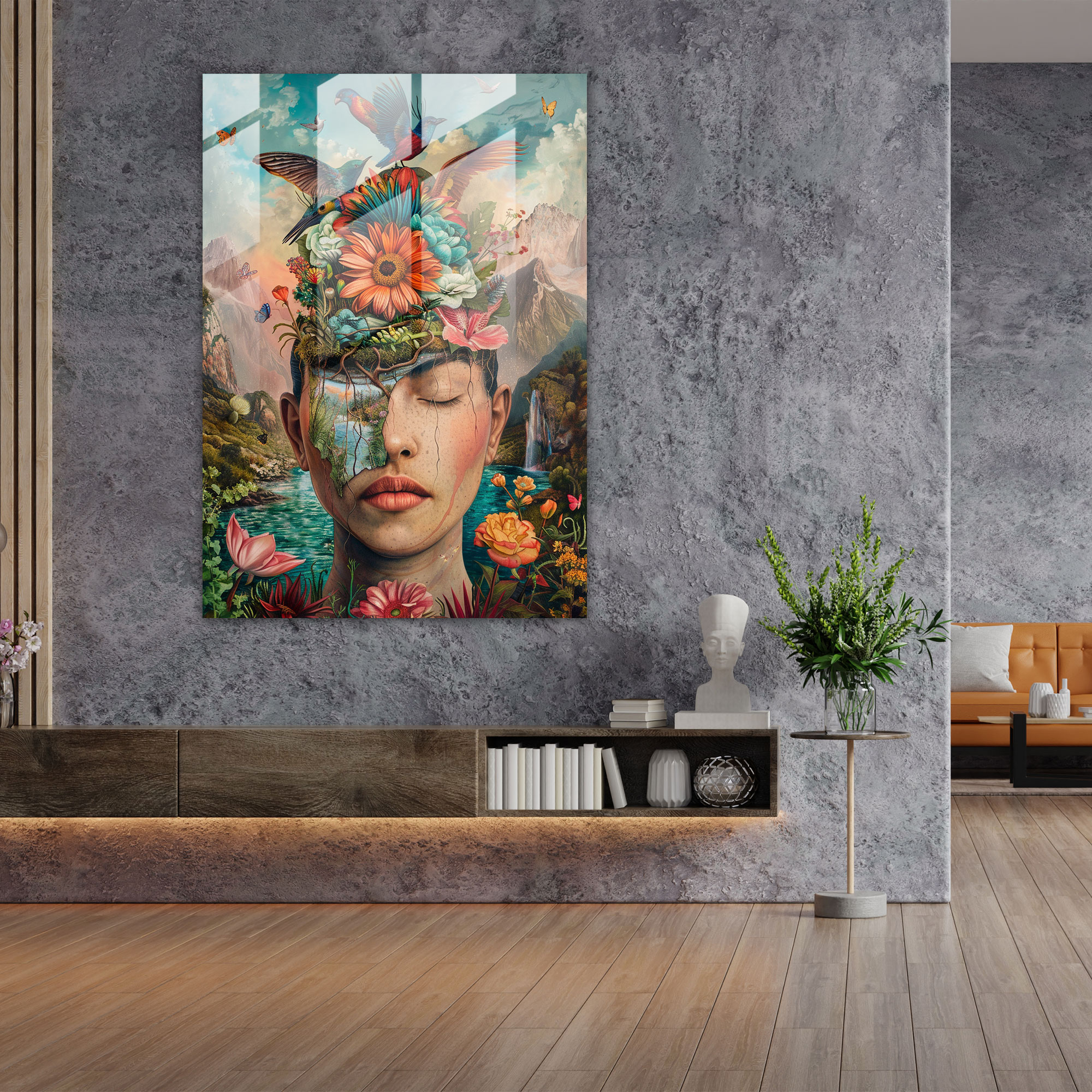 Frida Kahlo Stili Cam Sanatı - Frida Kahlo Eserleri Modern Sanat Cam Sanatı