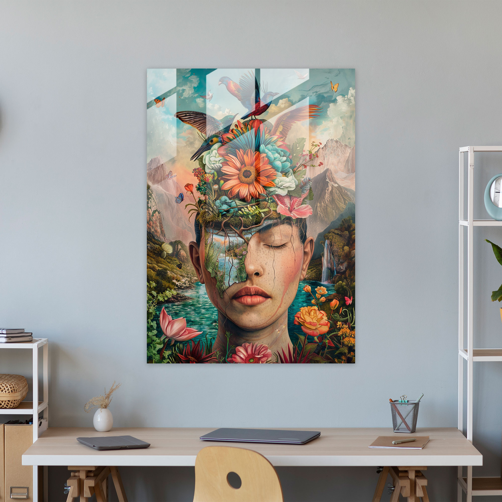 Frida Kahlo Stili Cam Sanatı - Frida Kahlo Eserleri Modern Sanat Cam Sanatı