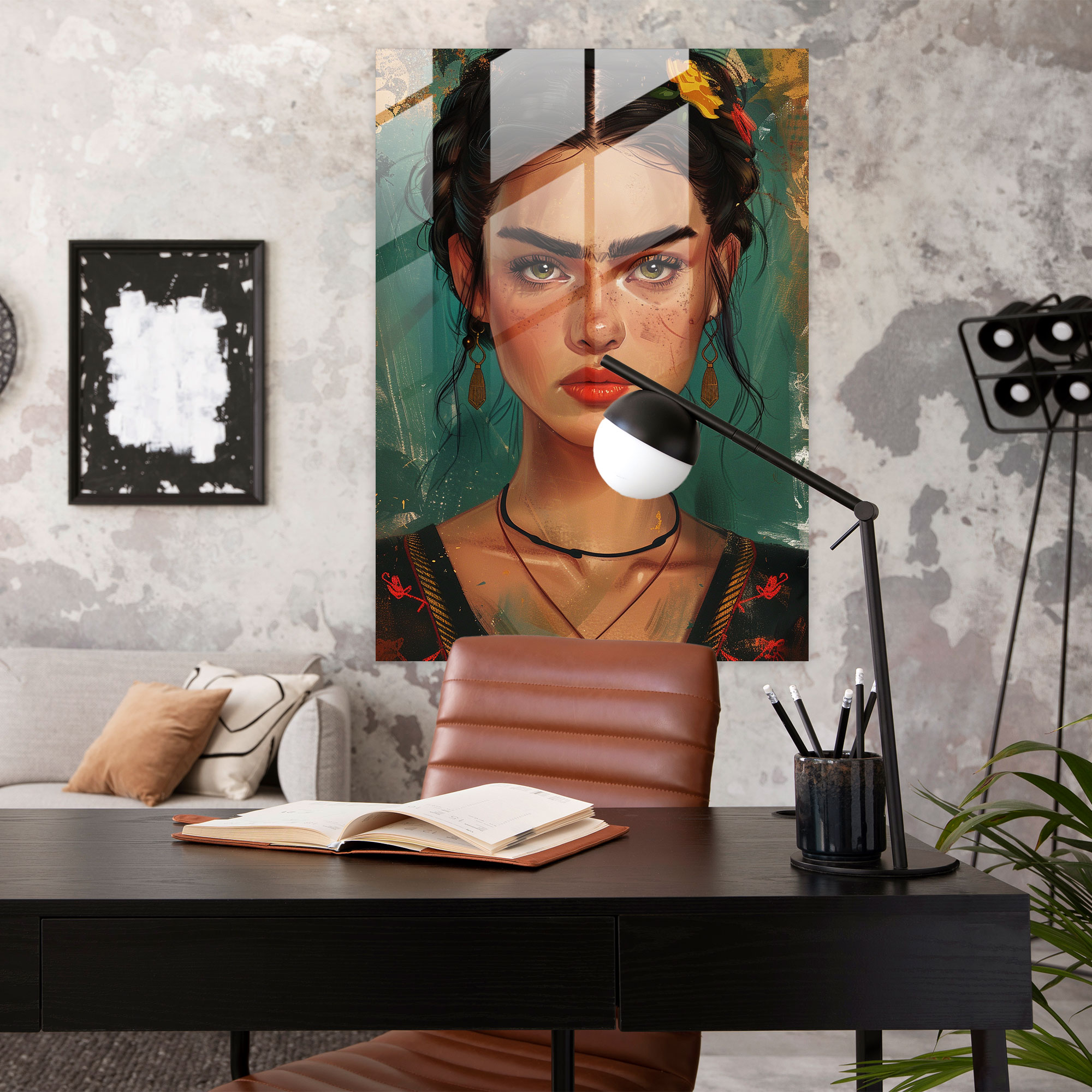 Frida Kahlo Tarzı Cam Tablo - Frida Kahlo Eserleri Duvar Dekorasyonu Cam Tablo Ev Dekorasyonu