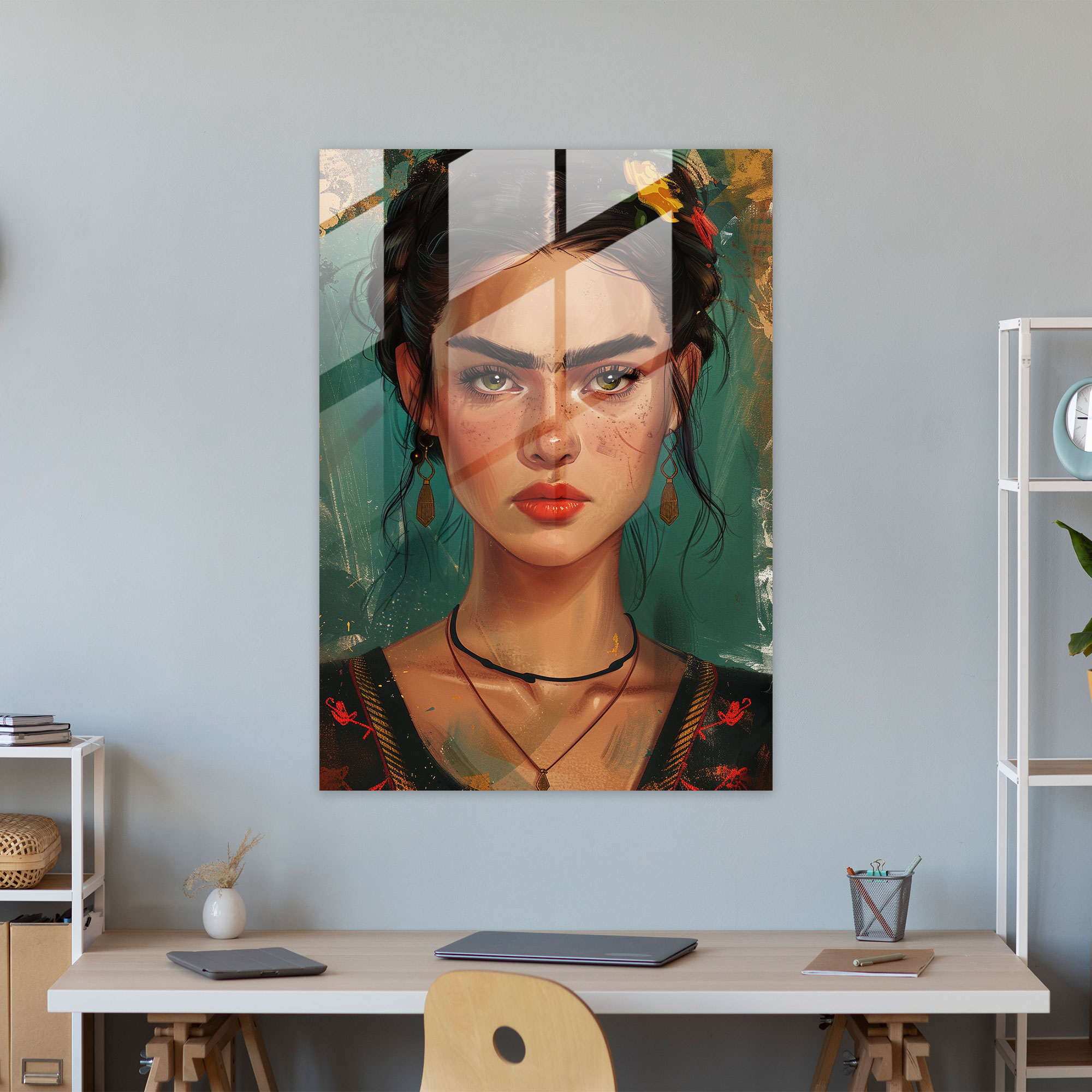 Frida Kahlo Tarzı Cam Tablo - Frida Kahlo Eserleri Duvar Dekorasyonu Cam Tablo Ev Dekorasyonu