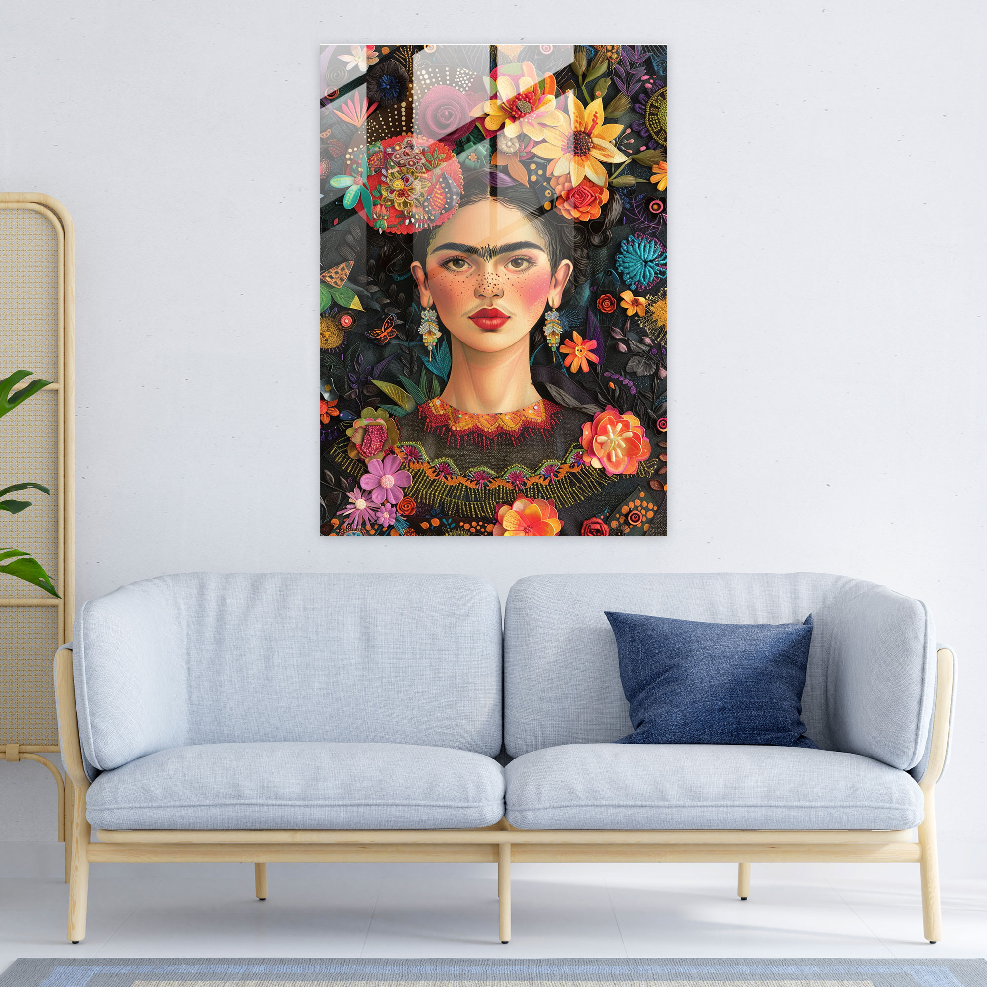 Frida Kahlo Tarzı Cam Duvar Sanatı - Frida Kahlo Eserleri Cam Duvar Sanatı Ev Dekorasyonu
