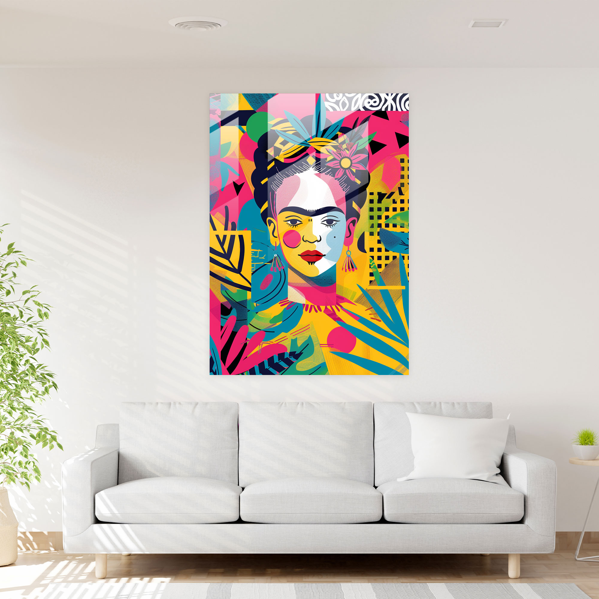 Frida Kahlo Tarzı Modern Sanat - Frida Kahlo Eserleri Frida Kahlo Tarzı Modern Sanat Cam Tablo
