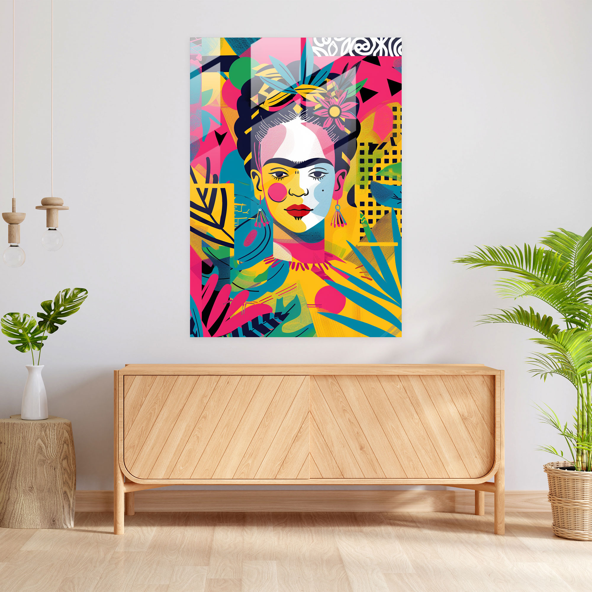 Frida Kahlo Tarzı Modern Sanat - Frida Kahlo Eserleri Frida Kahlo Tarzı Modern Sanat Cam Tablo