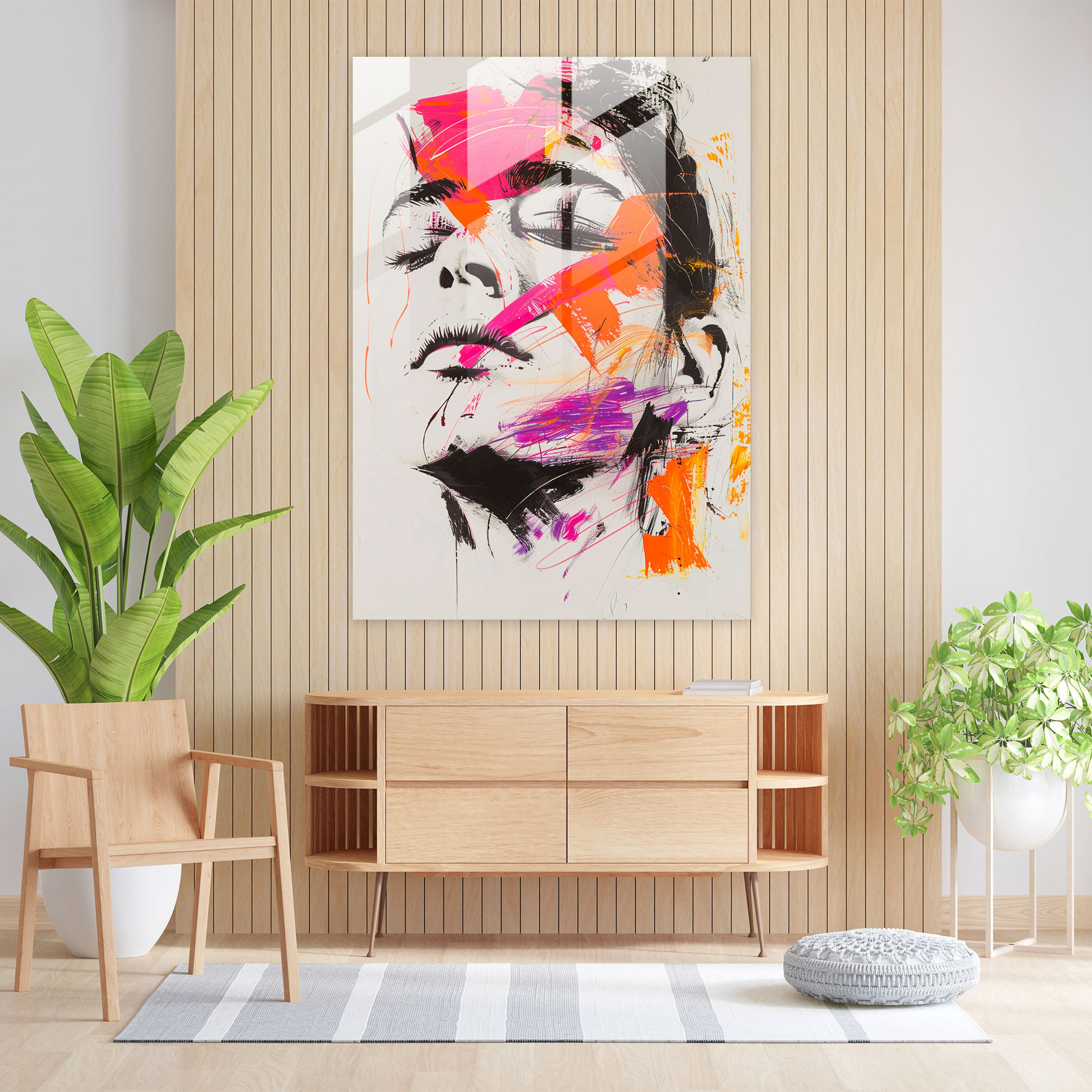 Frida Kahlo Stil Wanddekoration - Leinwandbild Glasbild Modern Art