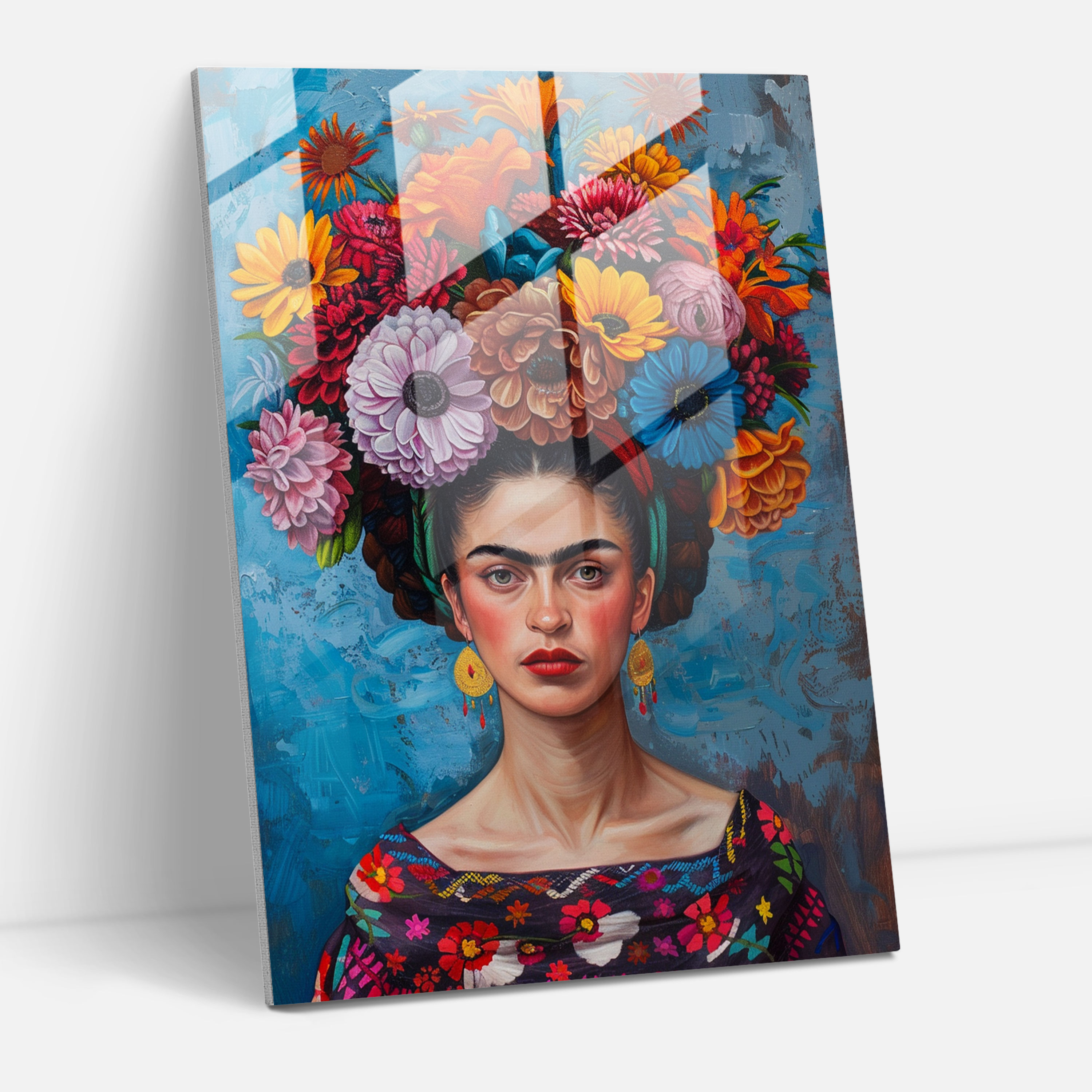 Frida Kahlo Tarzı Cam Tablo - Frida Kahlo Eserleri Duvar Dekorasyonu Modern Sanat