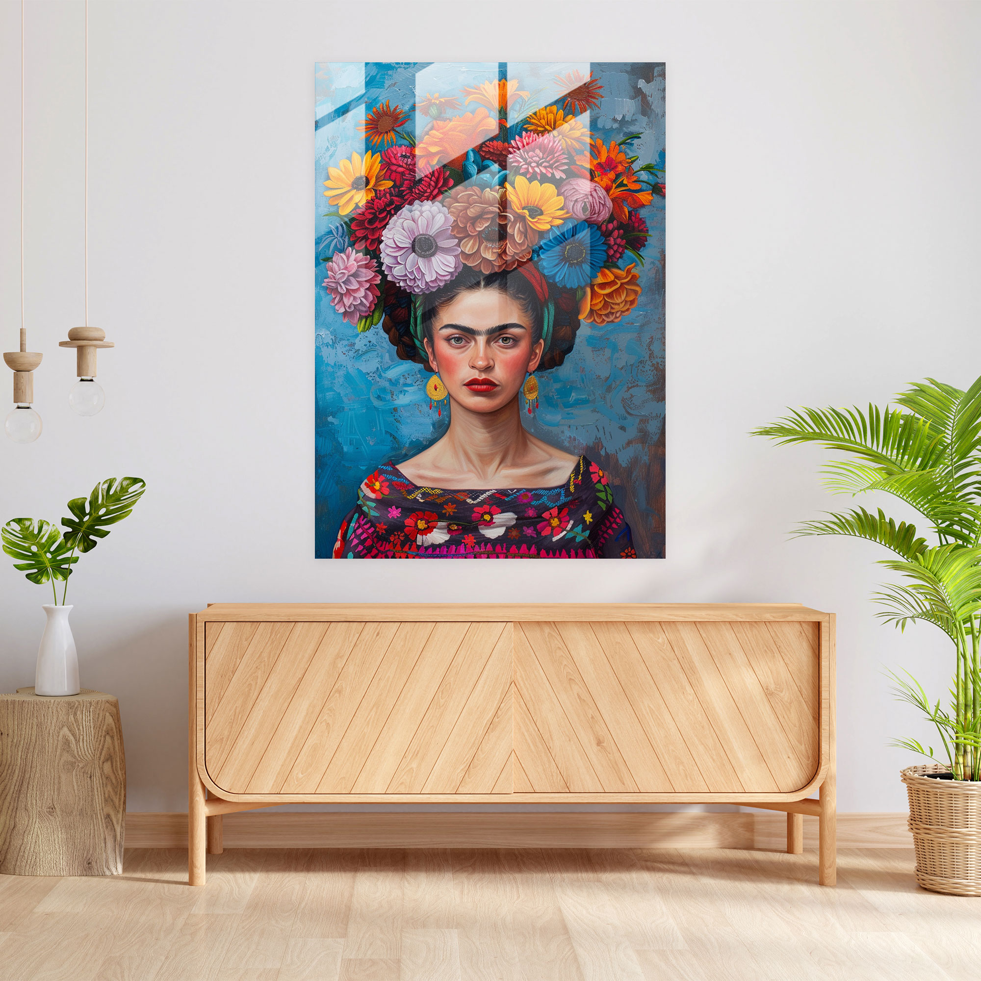 Frida Kahlo Tarzı Cam Tablo - Frida Kahlo Eserleri Duvar Dekorasyonu Modern Sanat