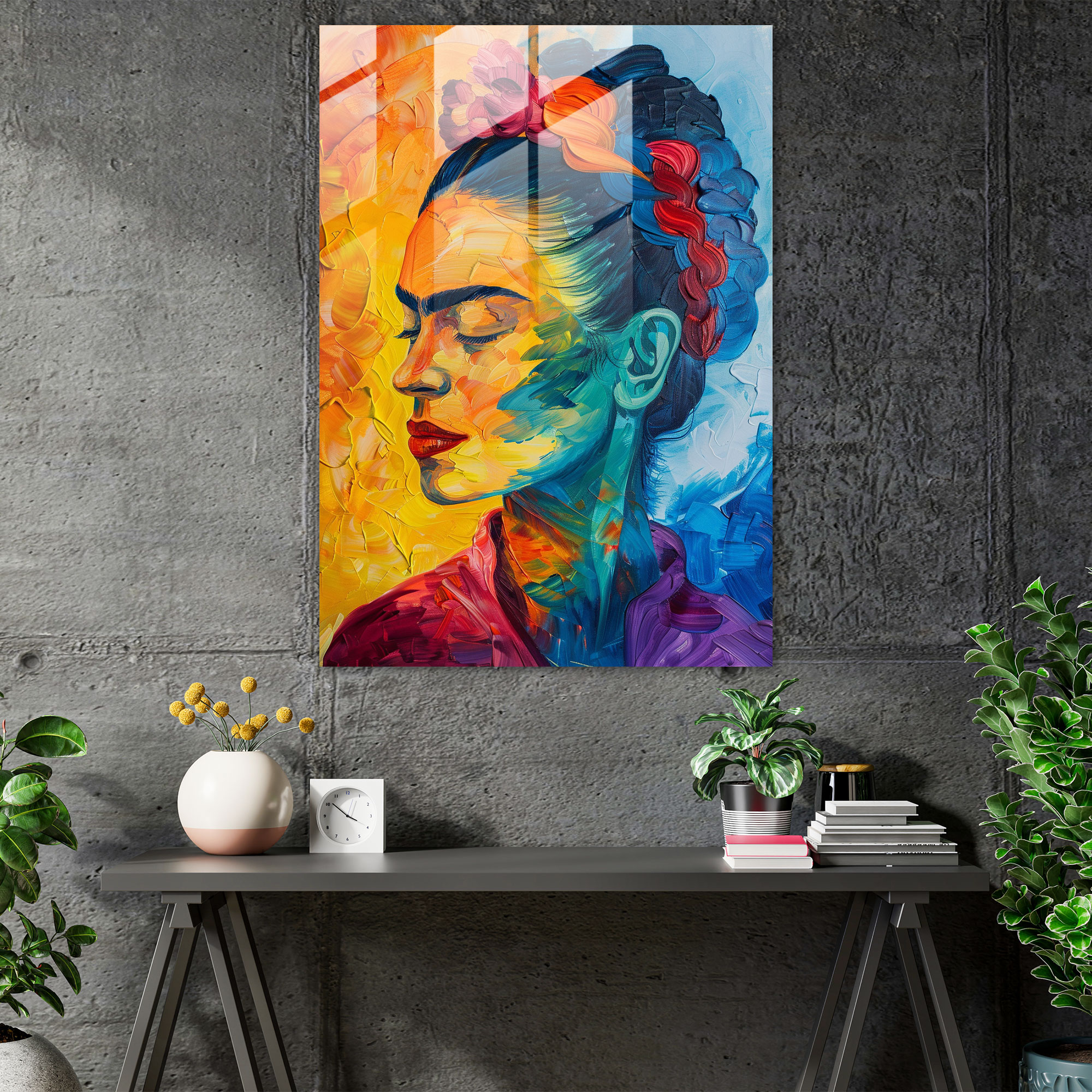 Frida Kahlo Tarzı Cam Duvar Sanatı - Frida Kahlo Eserleri Cam Sanatı Ev Dekorasyonu Duvar Dekorasyonu