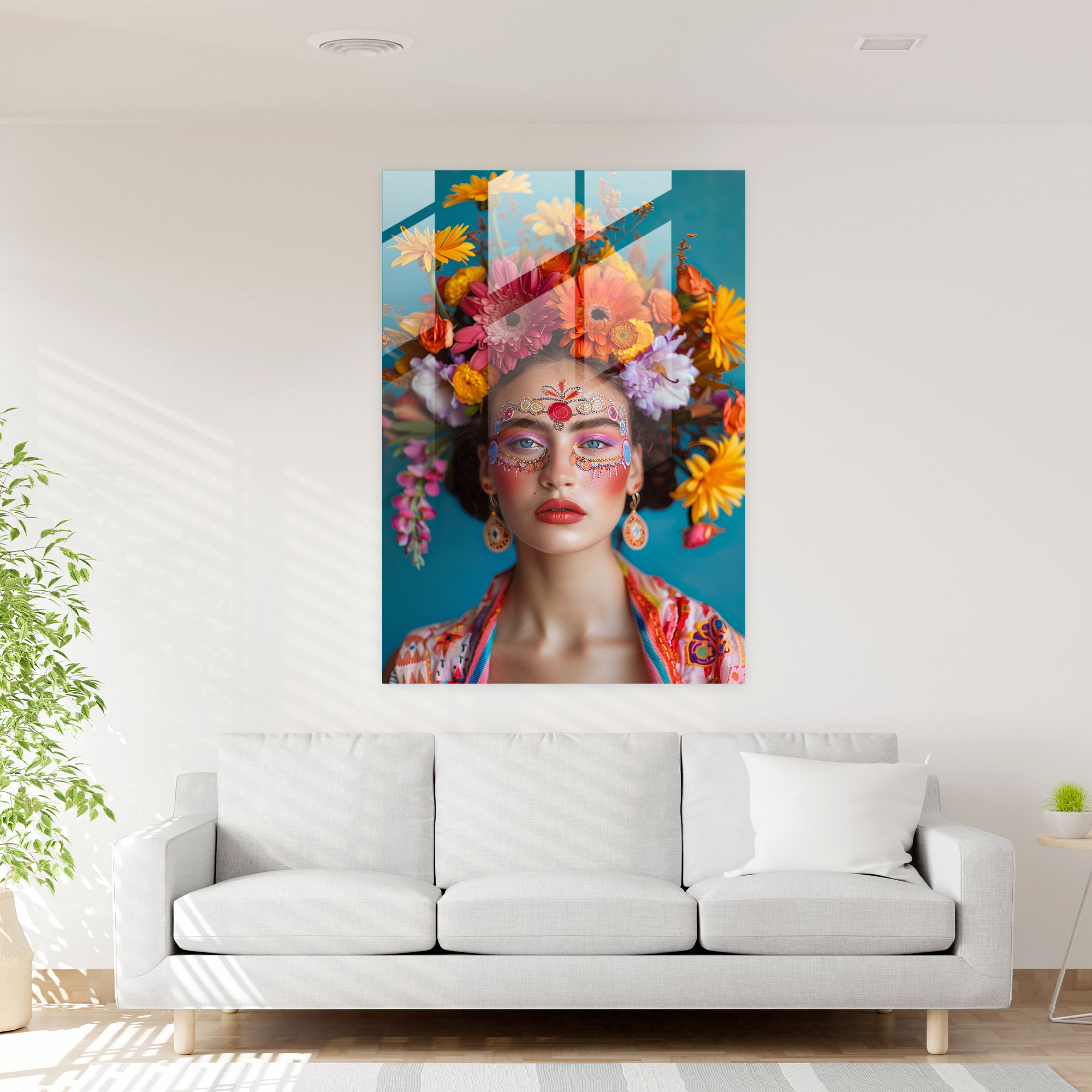 Frida Kahlo Tarzı Modern Sanat - Frida Kahlo Eserleri Ev Dekorasyonu Duvar Dekorasyonu Cam Tablo Sanatı