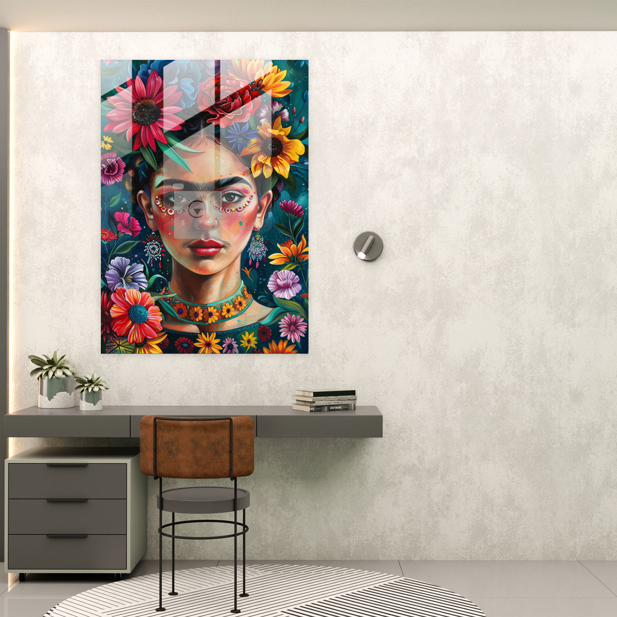 Frida Kahlo Tarzı Cam Tablo - Frida Kahlo Eserleri Duvar Dekorasyonu Ev Dekorasyonu