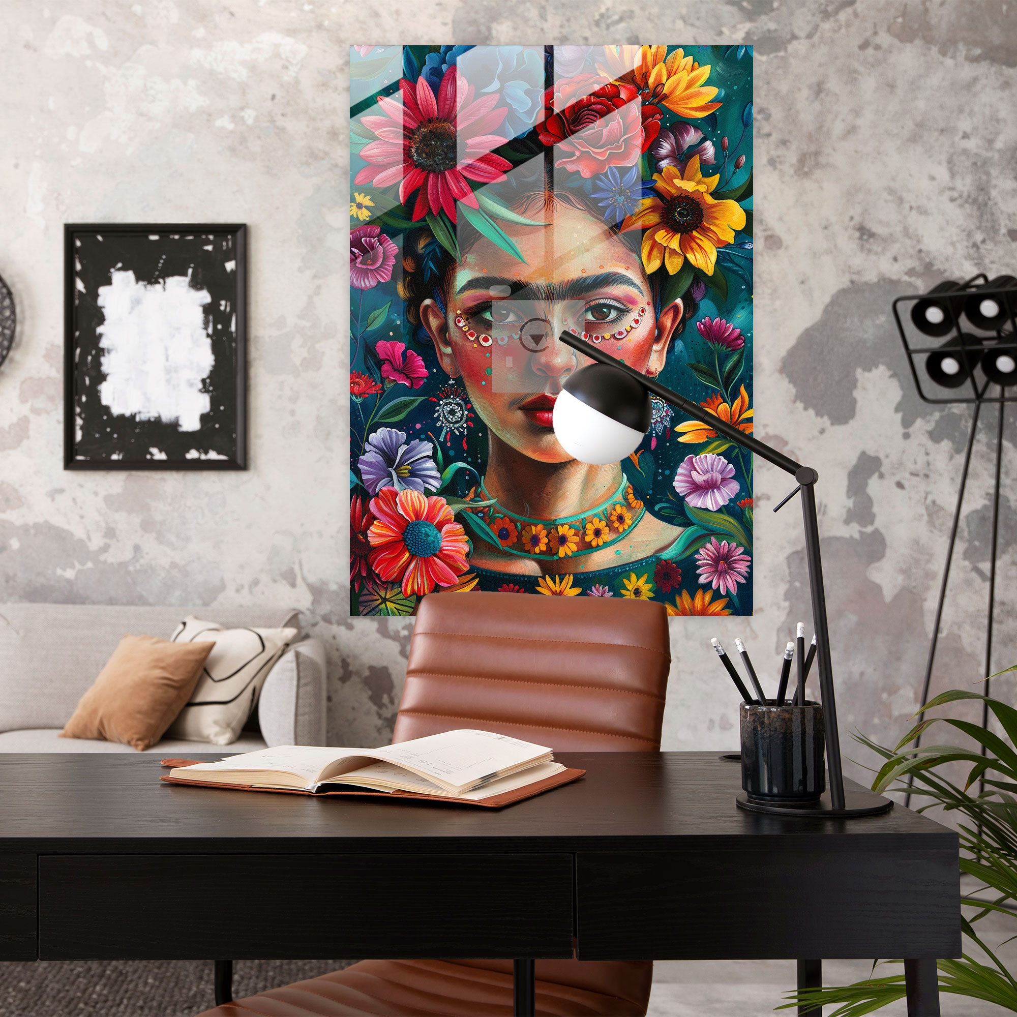 Frida Kahlo Tarzı Cam Tablo - Frida Kahlo Eserleri Duvar Dekorasyonu Ev Dekorasyonu