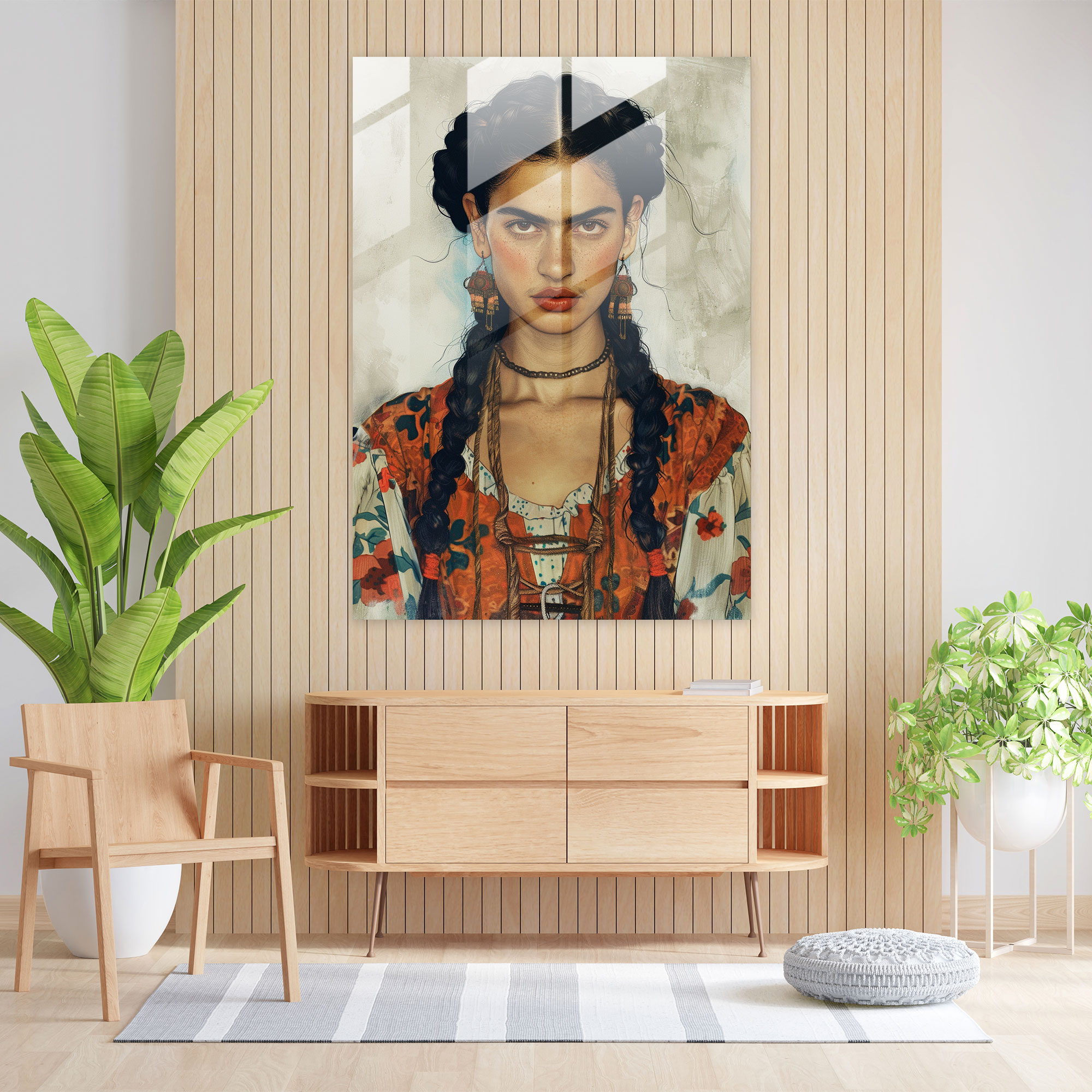 Frida Kahlo Tarzı Cam Duvar Sanatı - Frida Kahlo Eserleri Cam Sanatı Ev Dekorasyonu