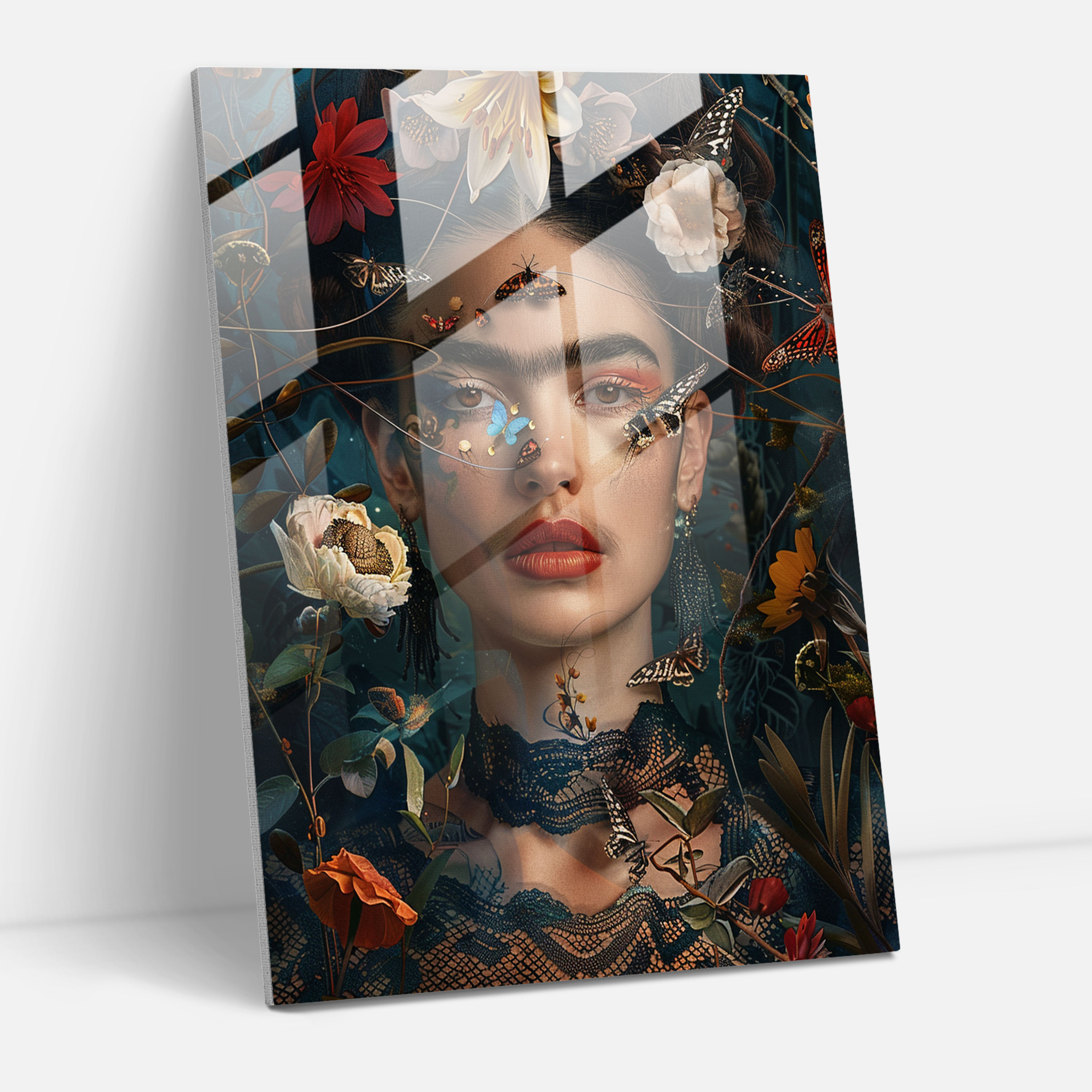 Frida Kahlo Tarzı Cam Tablo Baskısı - Frida Kahlo Eserleri Ev Dekorasyonu için Frida Kahlo Tarzı Cam Tablo
