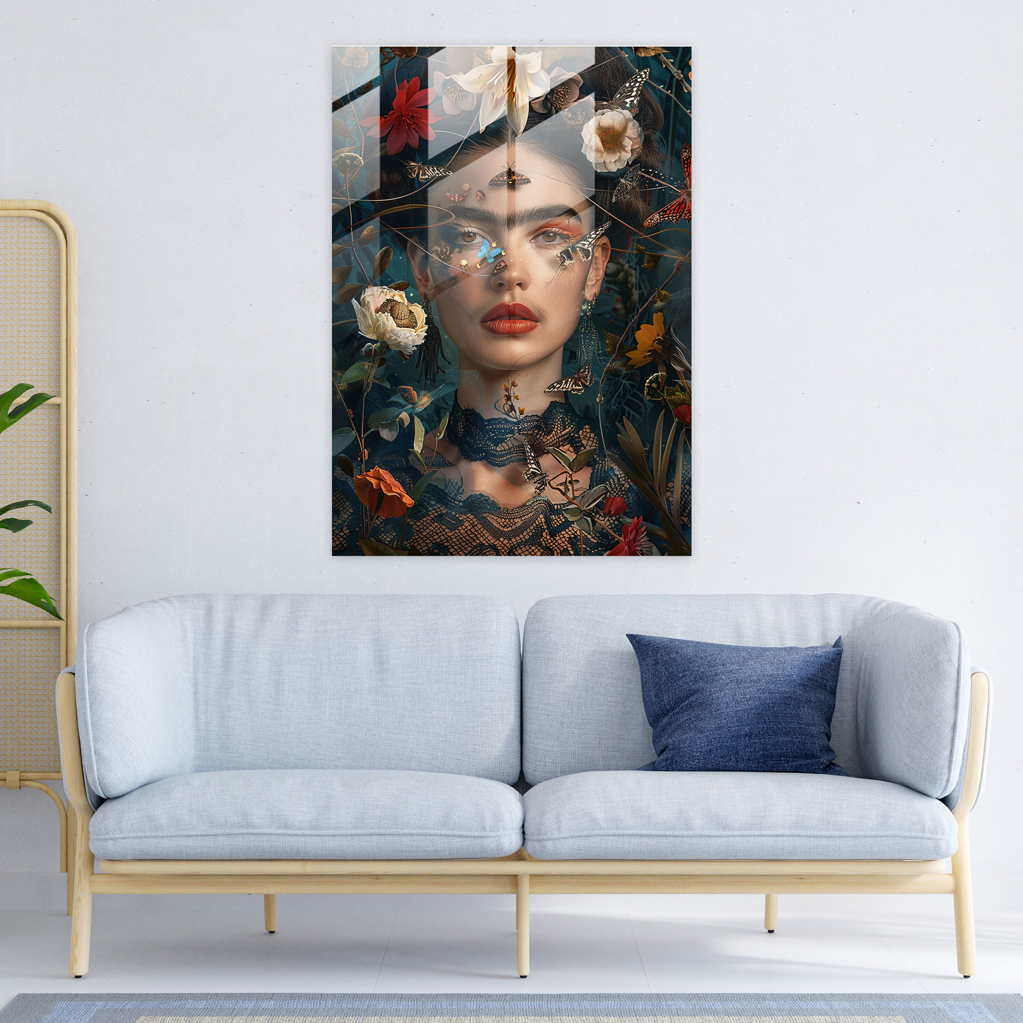 Frida Kahlo Tarzı Cam Tablo Baskısı - Frida Kahlo Eserleri Ev Dekorasyonu için Frida Kahlo Tarzı Cam Tablo