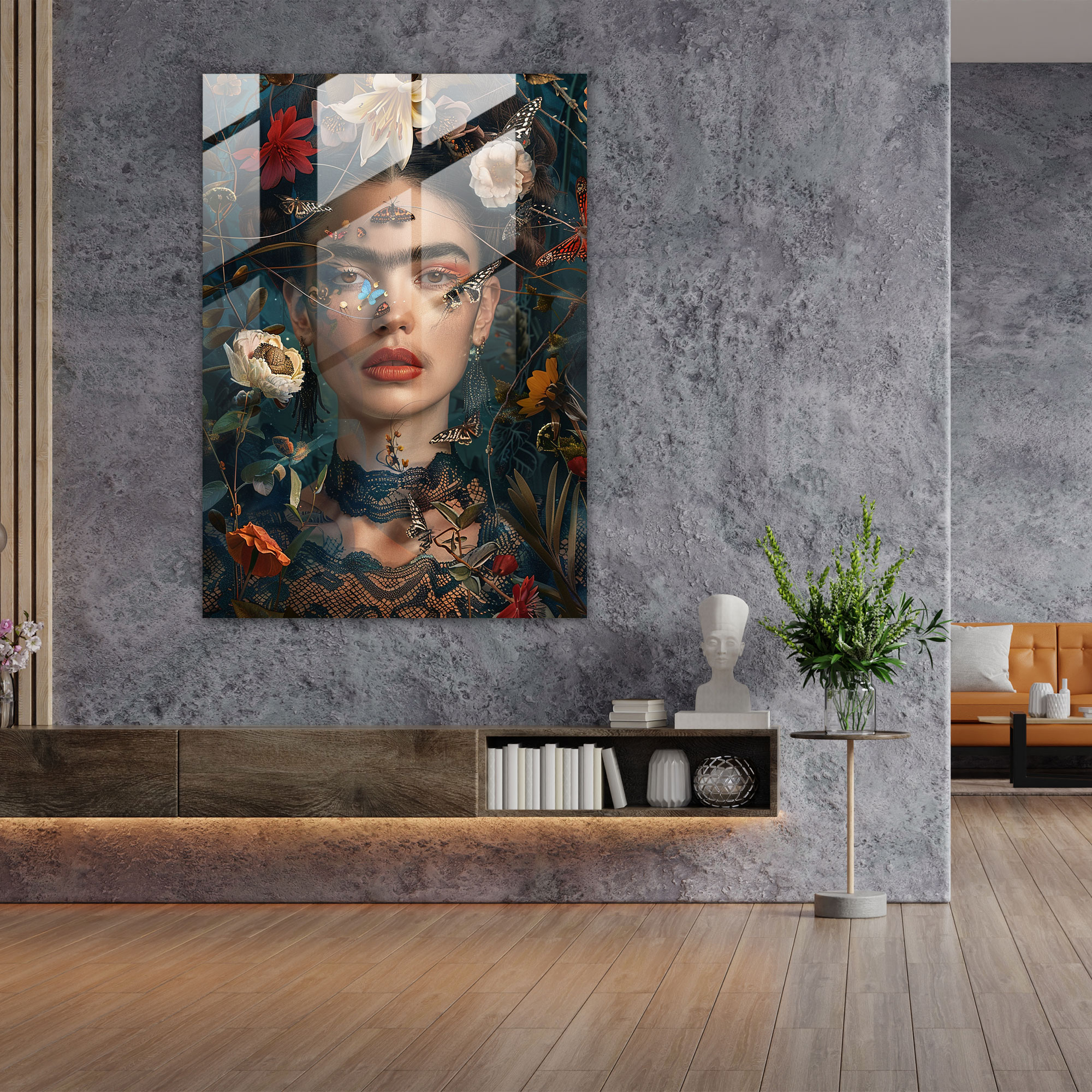 Frida Kahlo Tarzı Cam Tablo Baskısı - Frida Kahlo Eserleri Ev Dekorasyonu için Frida Kahlo Tarzı Cam Tablo