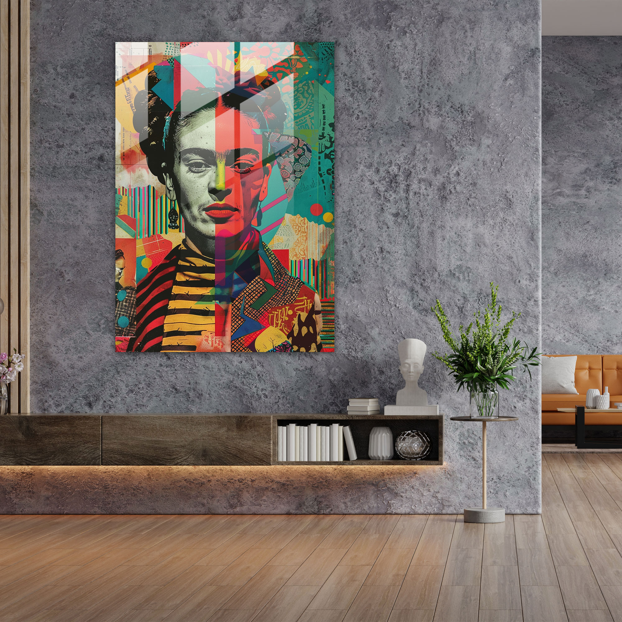 Frida Kahlo Stili Cam Sanatı - Frida Kahlo Eserleri Sürrealist Öz Portre Duvar Dekorasyonu Ev Dekorasyonu