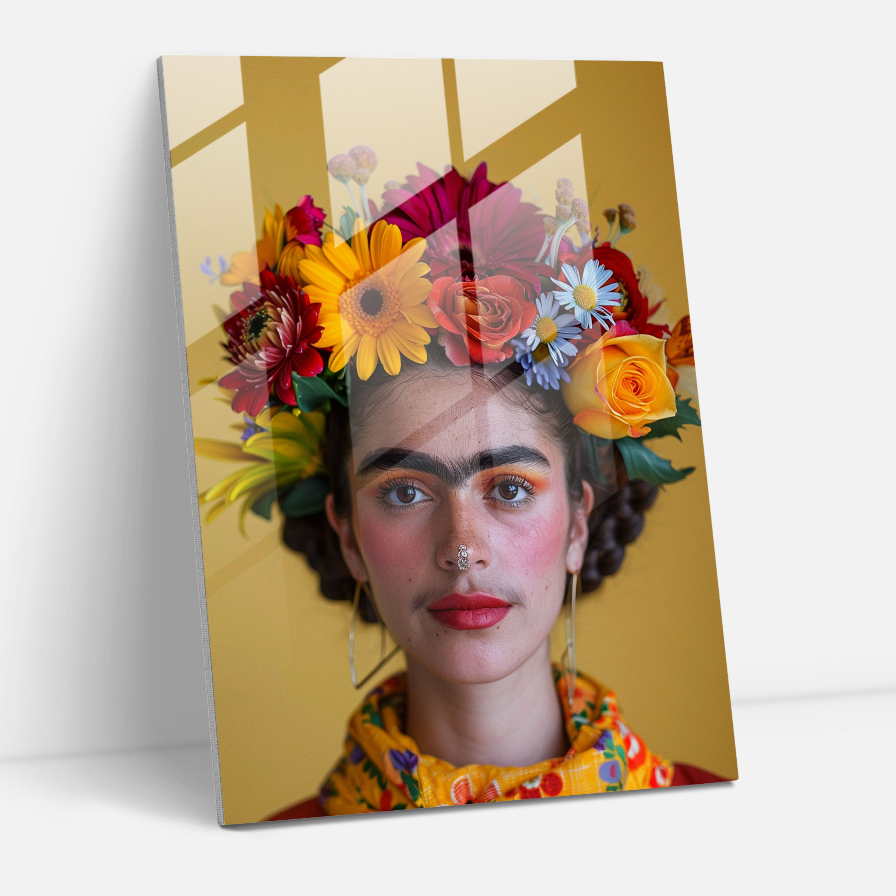 Frida Kahlo Tarzı Cam Tablo - Frida Kahlo Eserleri Modern Sanat Cam Sanatı