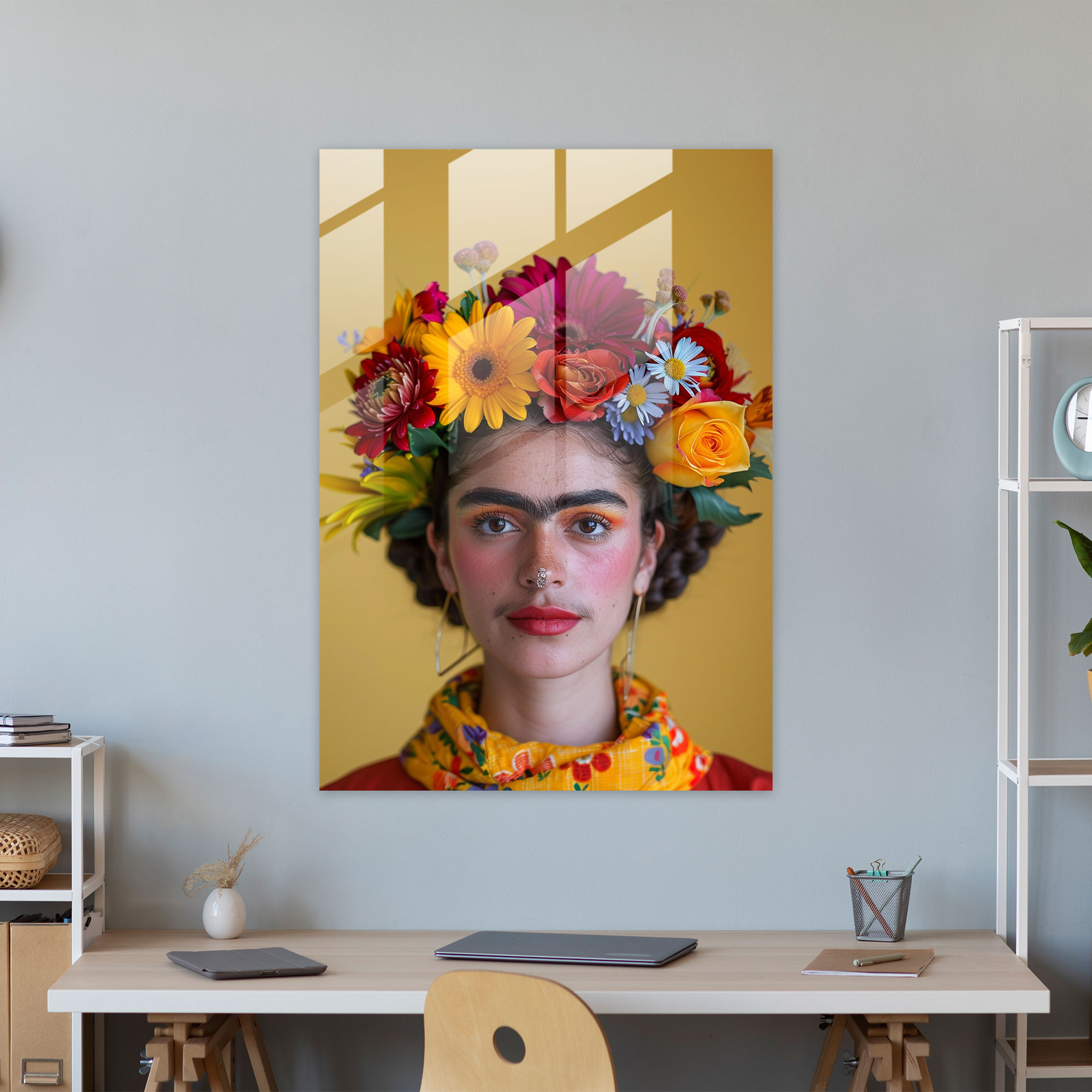 Frida Kahlo Tarzı Cam Tablo - Frida Kahlo Eserleri Modern Sanat Cam Sanatı